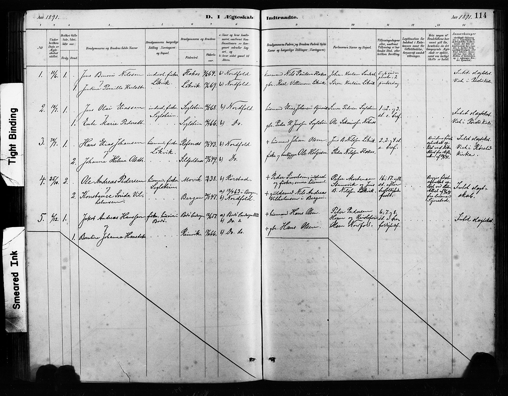 Ministerialprotokoller, klokkerbøker og fødselsregistre - Nordland, AV/SAT-A-1459/858/L0834: Parish register (copy) no. 858C01, 1884-1904, p. 114