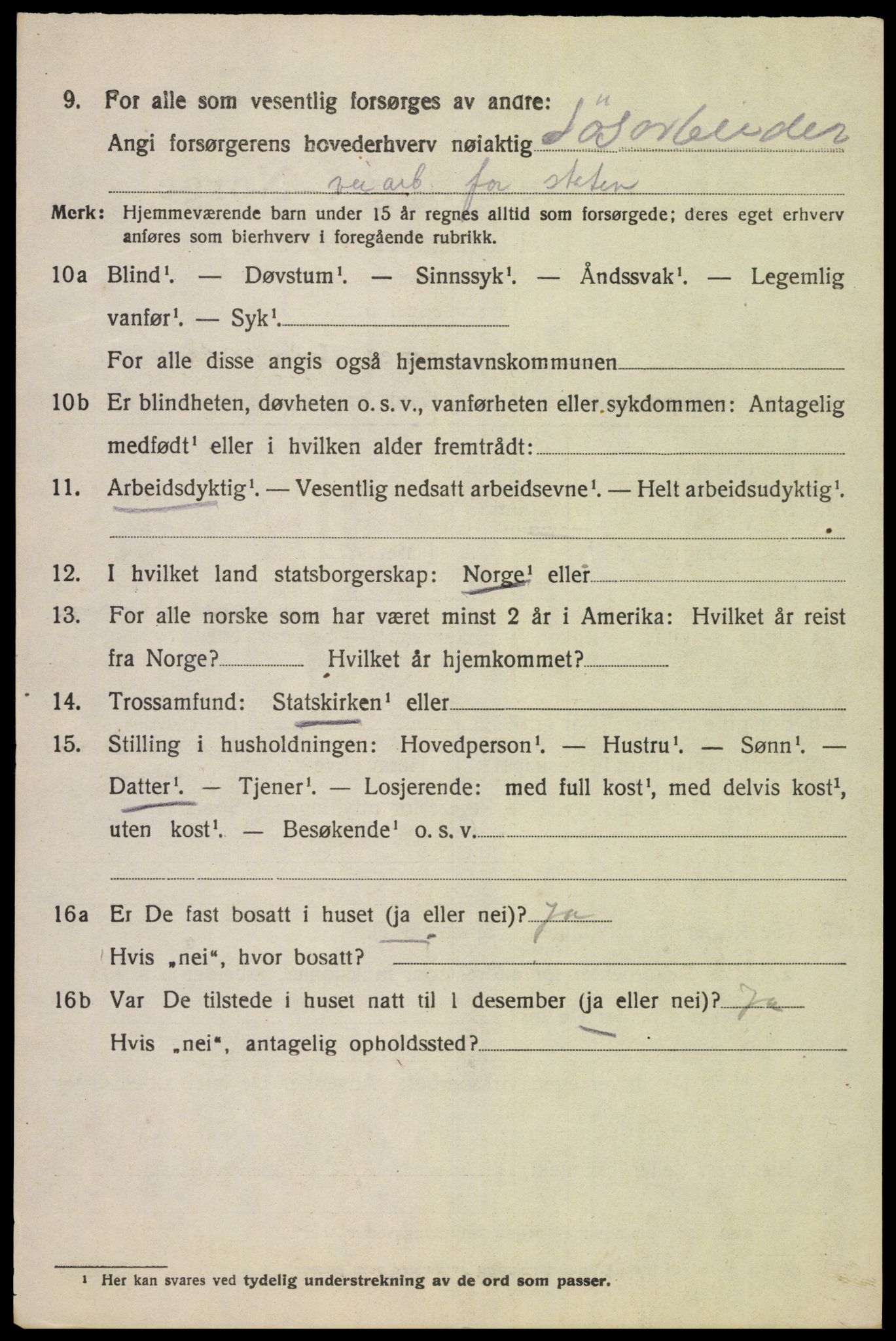 SAK, 1920 census for Kvinesdal, 1920, p. 4886