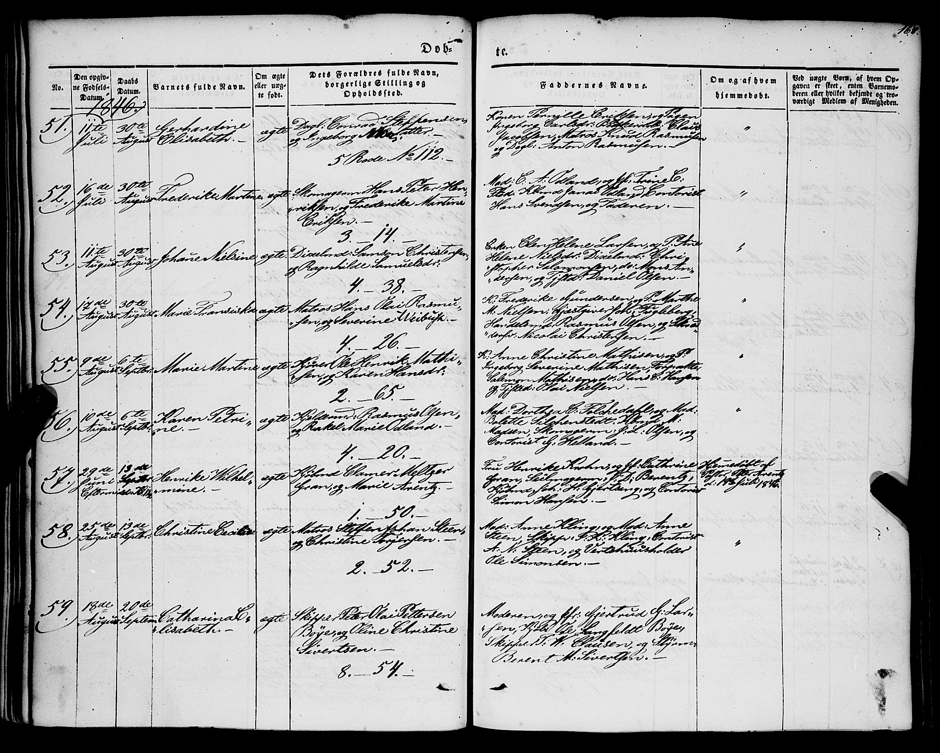 Nykirken Sokneprestembete, AV/SAB-A-77101/H/Haa/L0014: Parish register (official) no. B 1, 1844-1858, p. 168