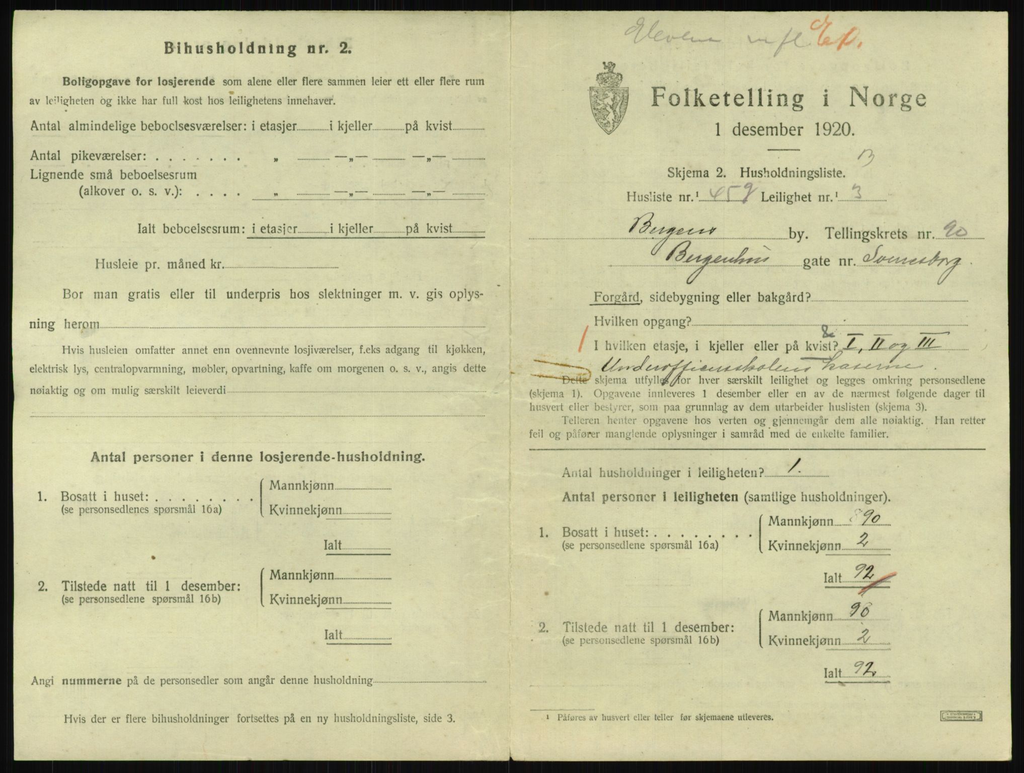 SAB, 1920 census for Bergen, 1920, p. 39837