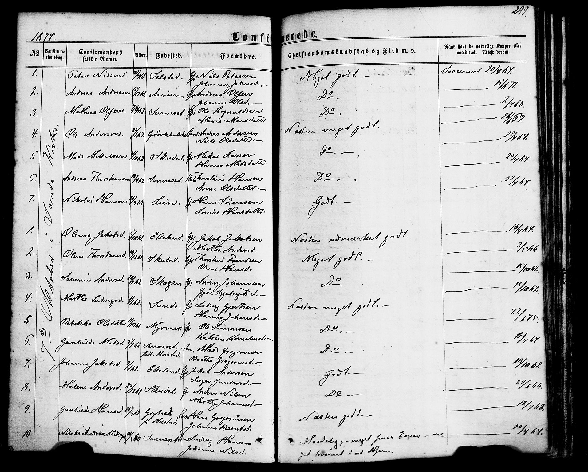 Gaular sokneprestembete, SAB/A-80001/H/Haa: Parish register (official) no. A 5, 1860-1881, p. 299