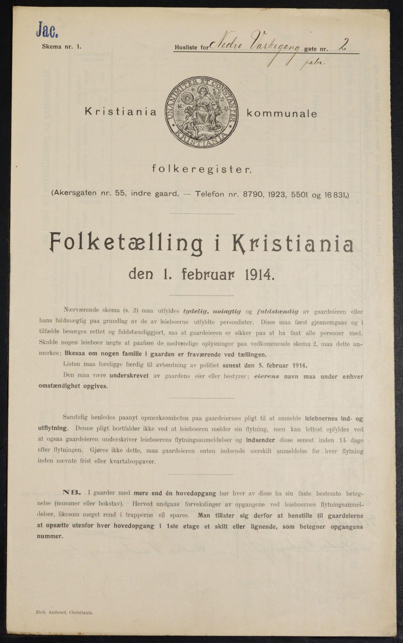 OBA, Municipal Census 1914 for Kristiania, 1914, p. 69537