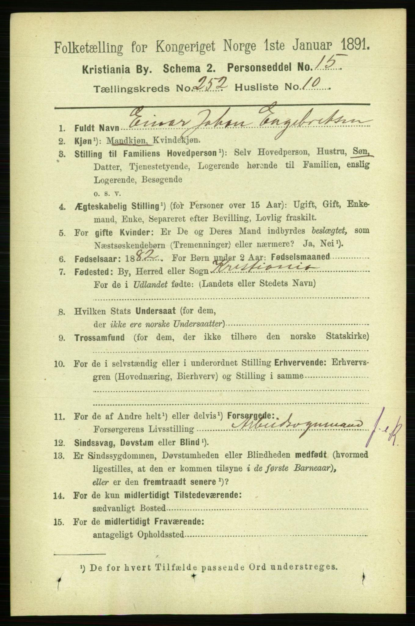 RA, 1891 census for 0301 Kristiania, 1891, p. 153579