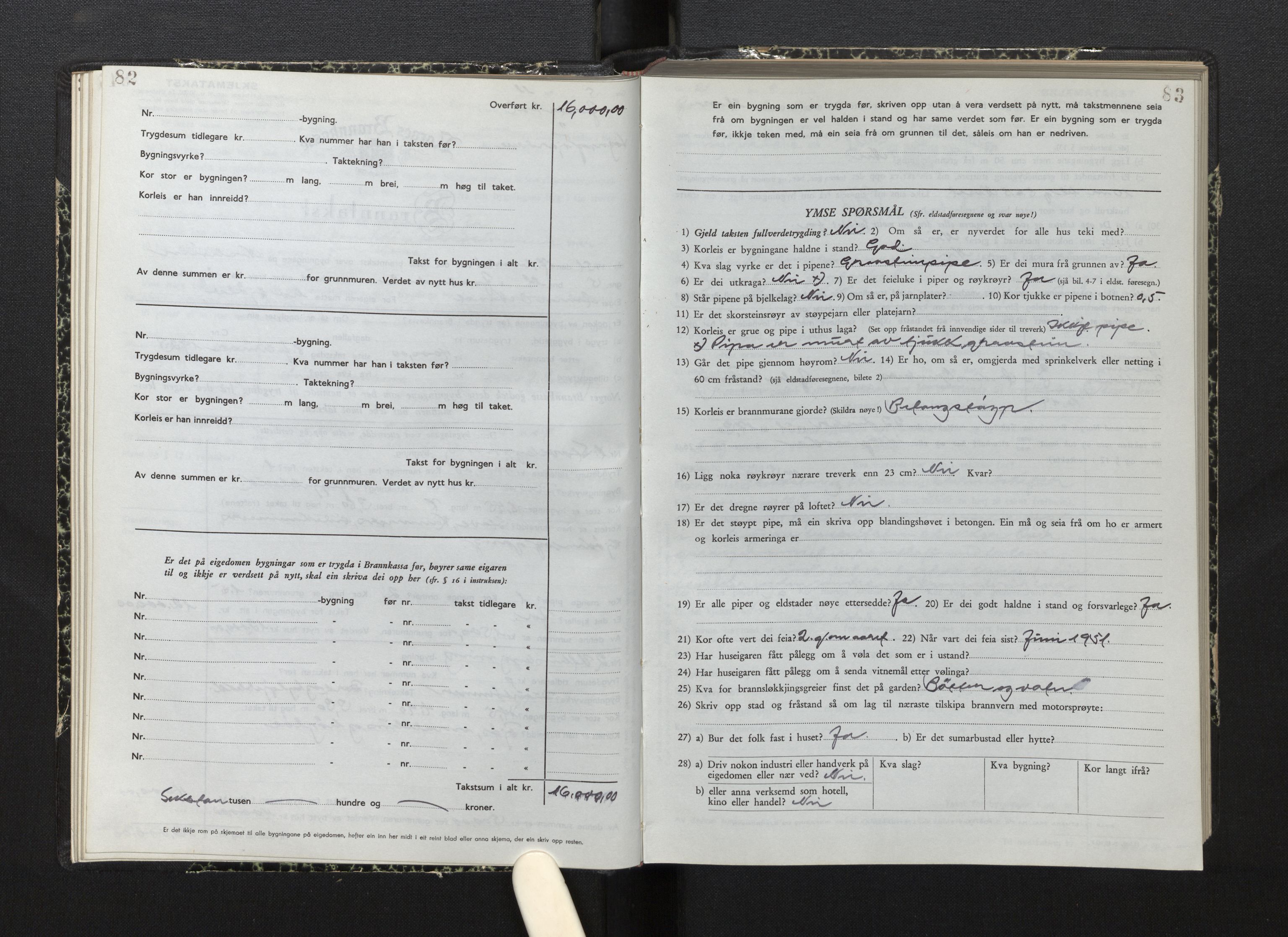 Lensmannen i Jostedal, AV/SAB-A-28601/0012/L0007: Branntakstprotokoll, skjematakst, 1949-1955, p. 82-83