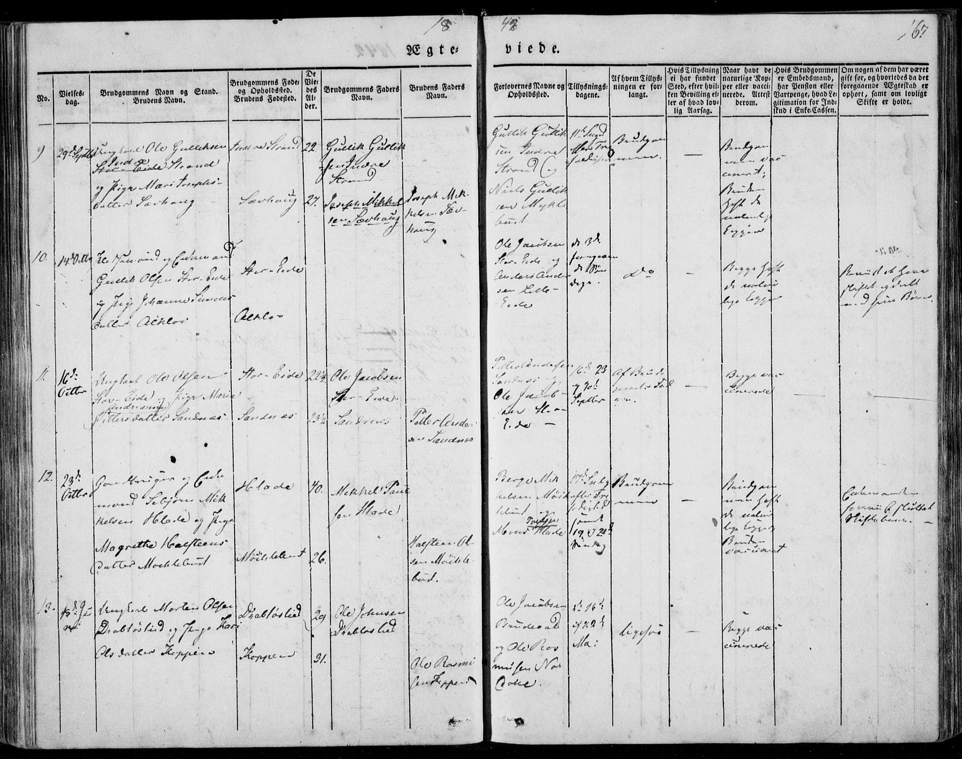 Ministerialprotokoller, klokkerbøker og fødselsregistre - Møre og Romsdal, AV/SAT-A-1454/501/L0005: Parish register (official) no. 501A05, 1831-1844, p. 167