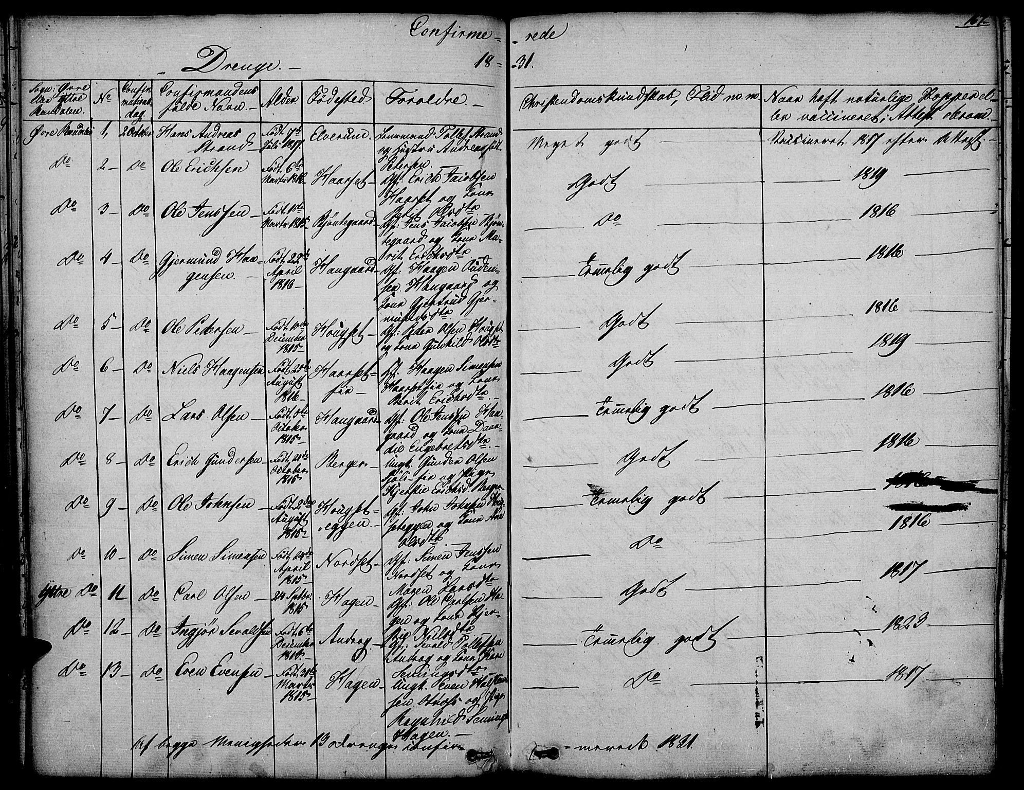 Rendalen prestekontor, SAH/PREST-054/H/Ha/Haa/L0004: Parish register (official) no. 4, 1829-1852, p. 167