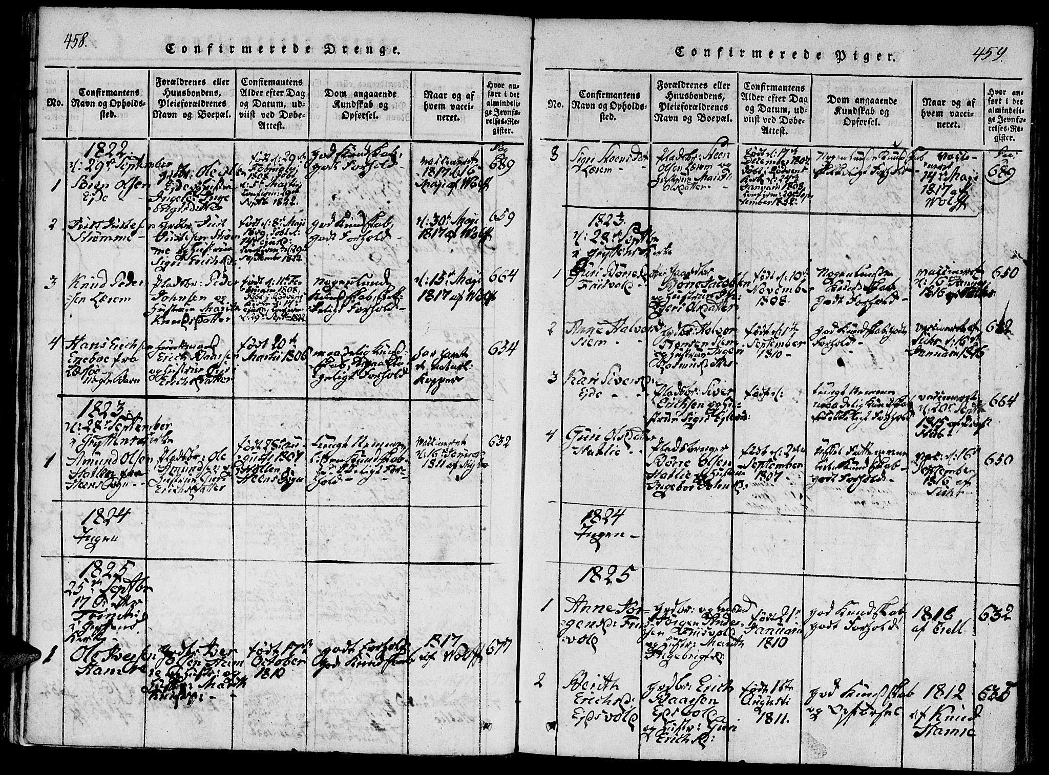 Ministerialprotokoller, klokkerbøker og fødselsregistre - Møre og Romsdal, SAT/A-1454/542/L0551: Parish register (official) no. 542A01, 1818-1853, p. 458-459