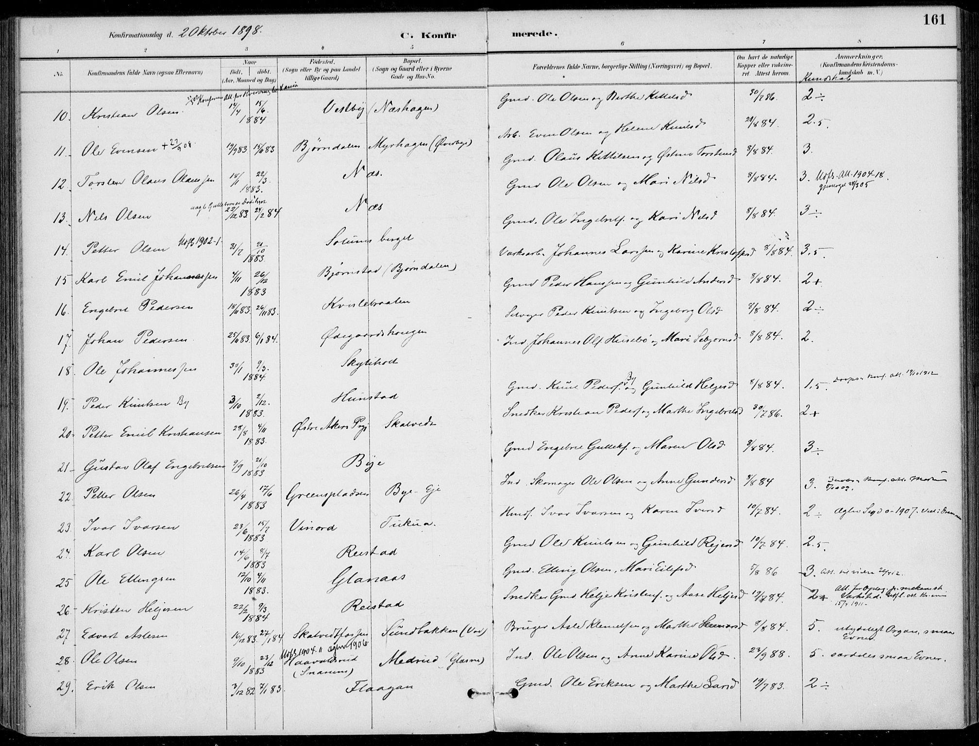 Sigdal kirkebøker, AV/SAKO-A-245/F/Fb/L0001: Parish register (official) no. II 1, 1888-1900, p. 161