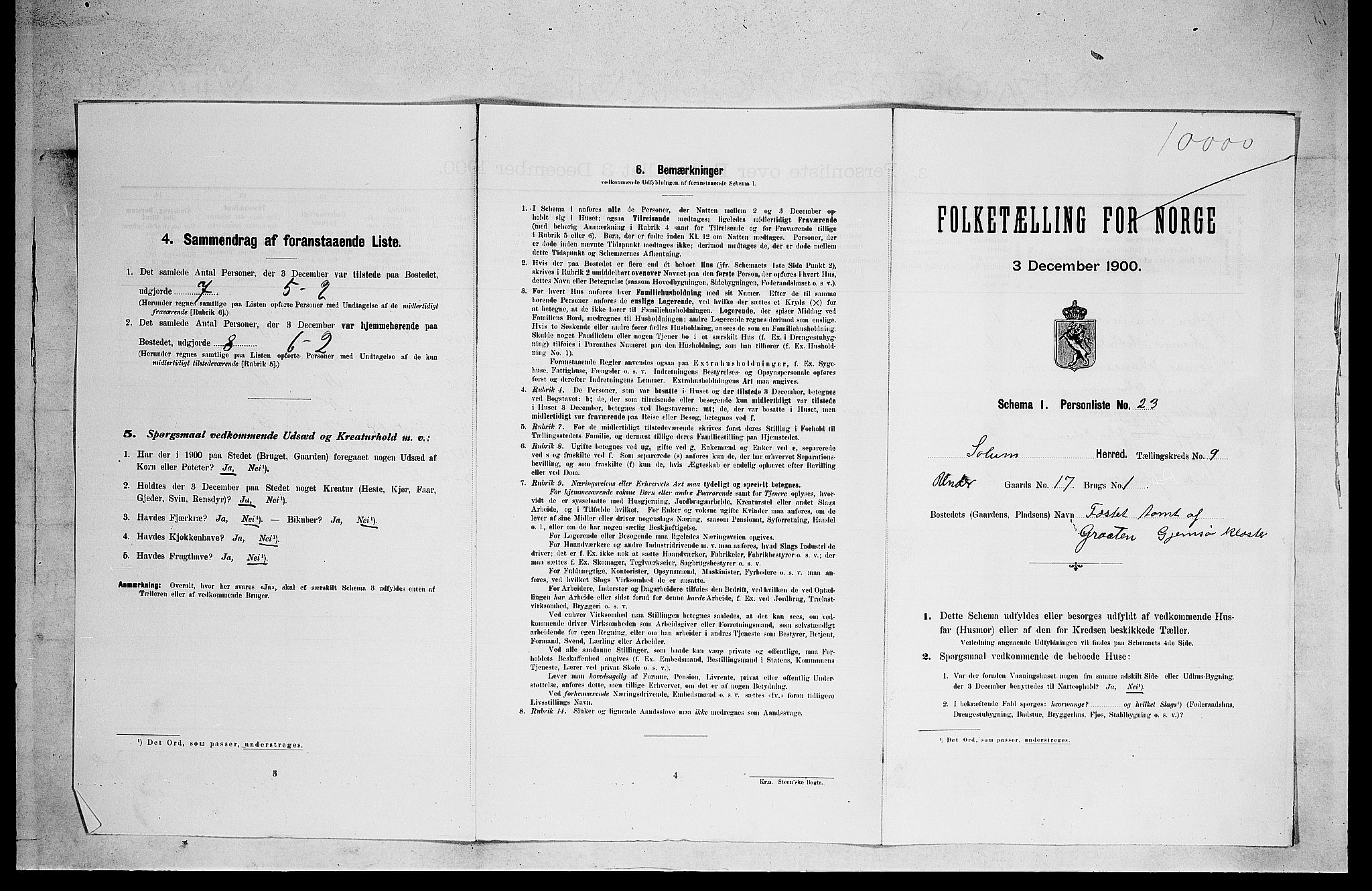 SAKO, 1900 census for Solum, 1900, p. 1515