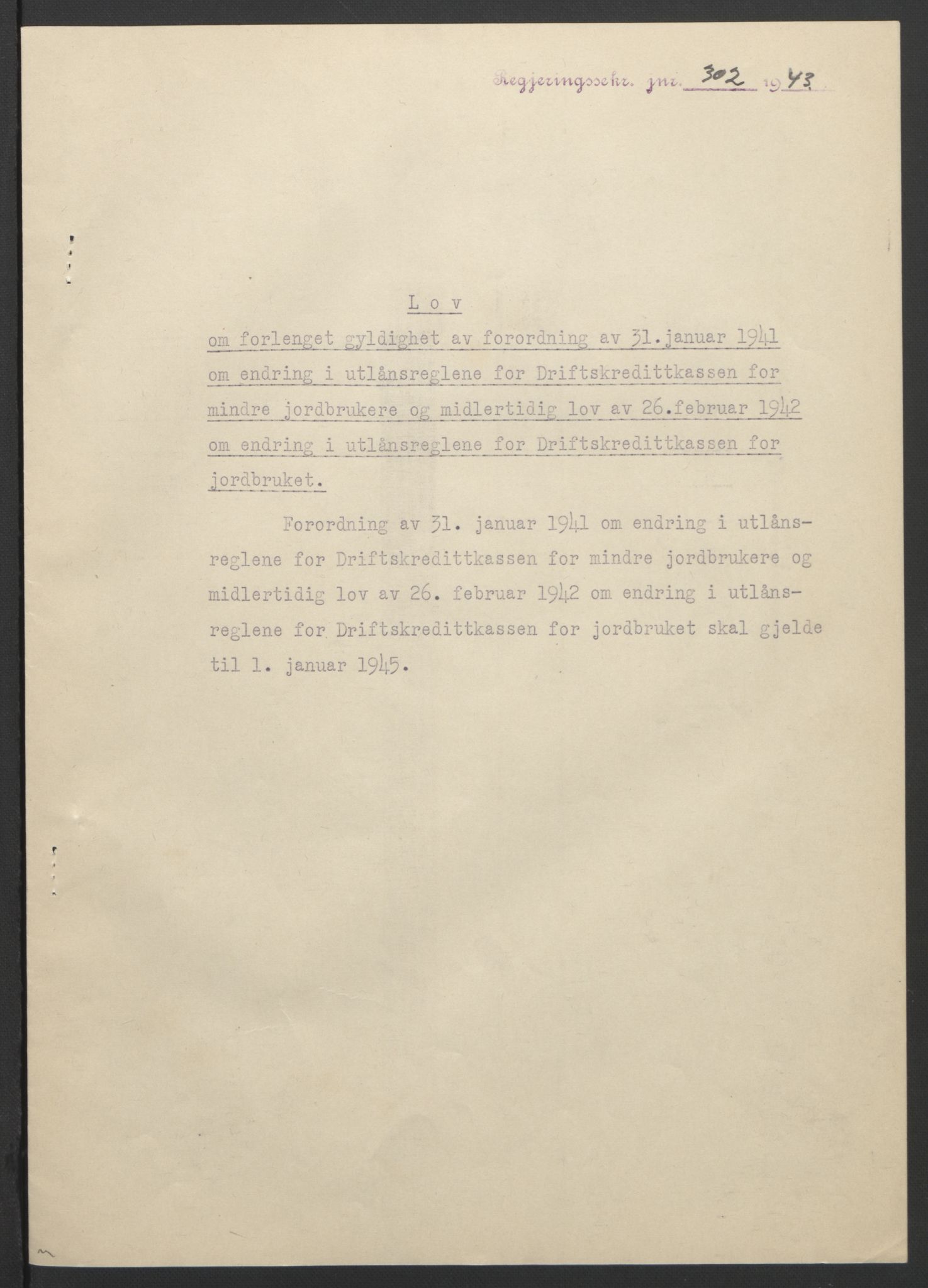 NS-administrasjonen 1940-1945 (Statsrådsekretariatet, de kommisariske statsråder mm), RA/S-4279/D/Db/L0099: Lover, 1943, p. 574
