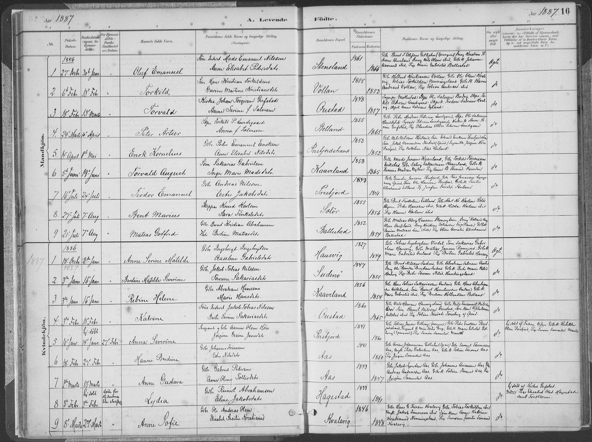 Lyngdal sokneprestkontor, SAK/1111-0029/F/Fa/Faa/L0004: Parish register (official) no. A 4, 1883-1904, p. 16