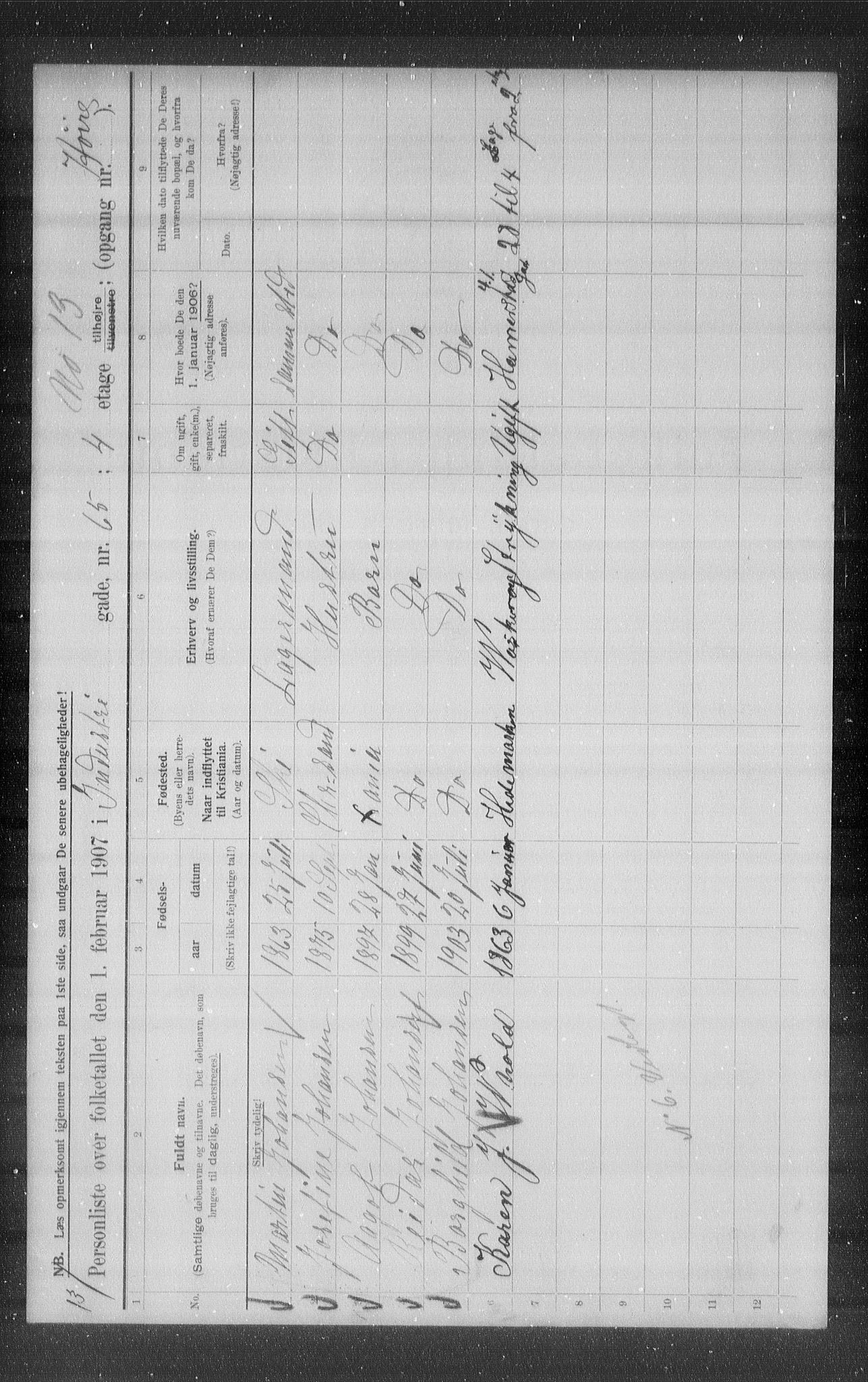 OBA, Municipal Census 1907 for Kristiania, 1907, p. 22440