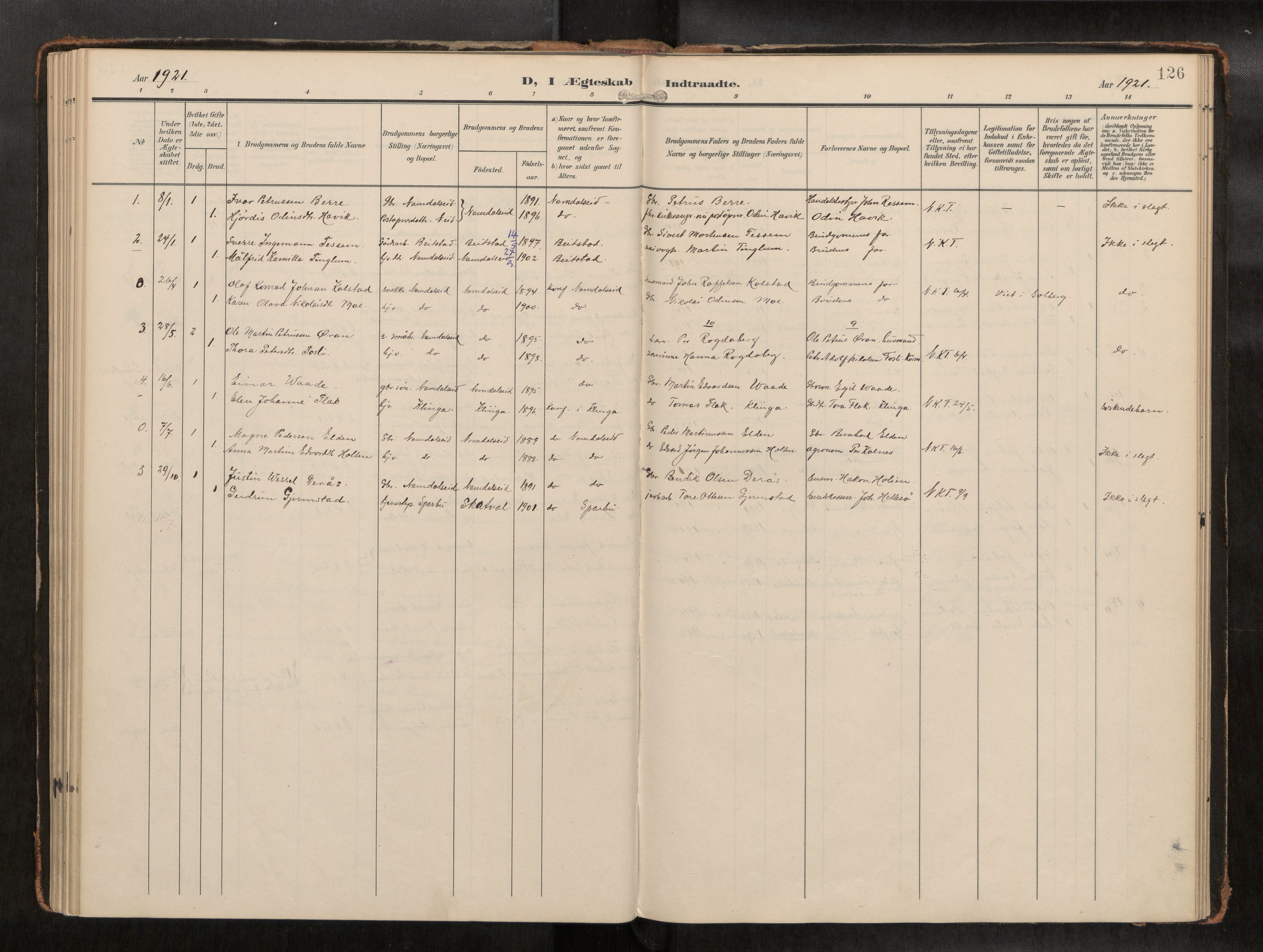 Ministerialprotokoller, klokkerbøker og fødselsregistre - Nord-Trøndelag, AV/SAT-A-1458/742/L0409a: Parish register (official) no. 742A03, 1906-1924, p. 126