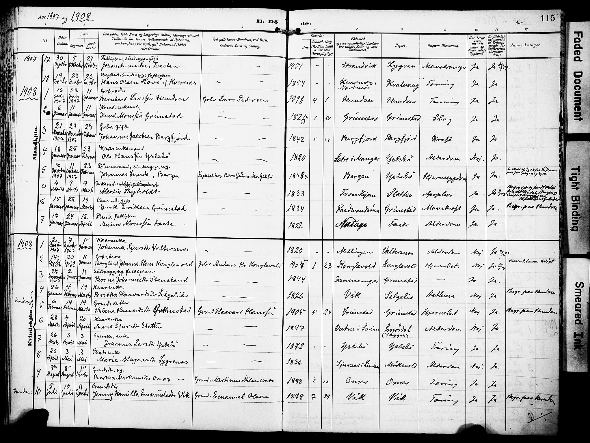 Lindås Sokneprestembete, AV/SAB-A-76701/H/Haa/Haae/L0002: Parish register (official) no. E 2, 1897-1912, p. 115