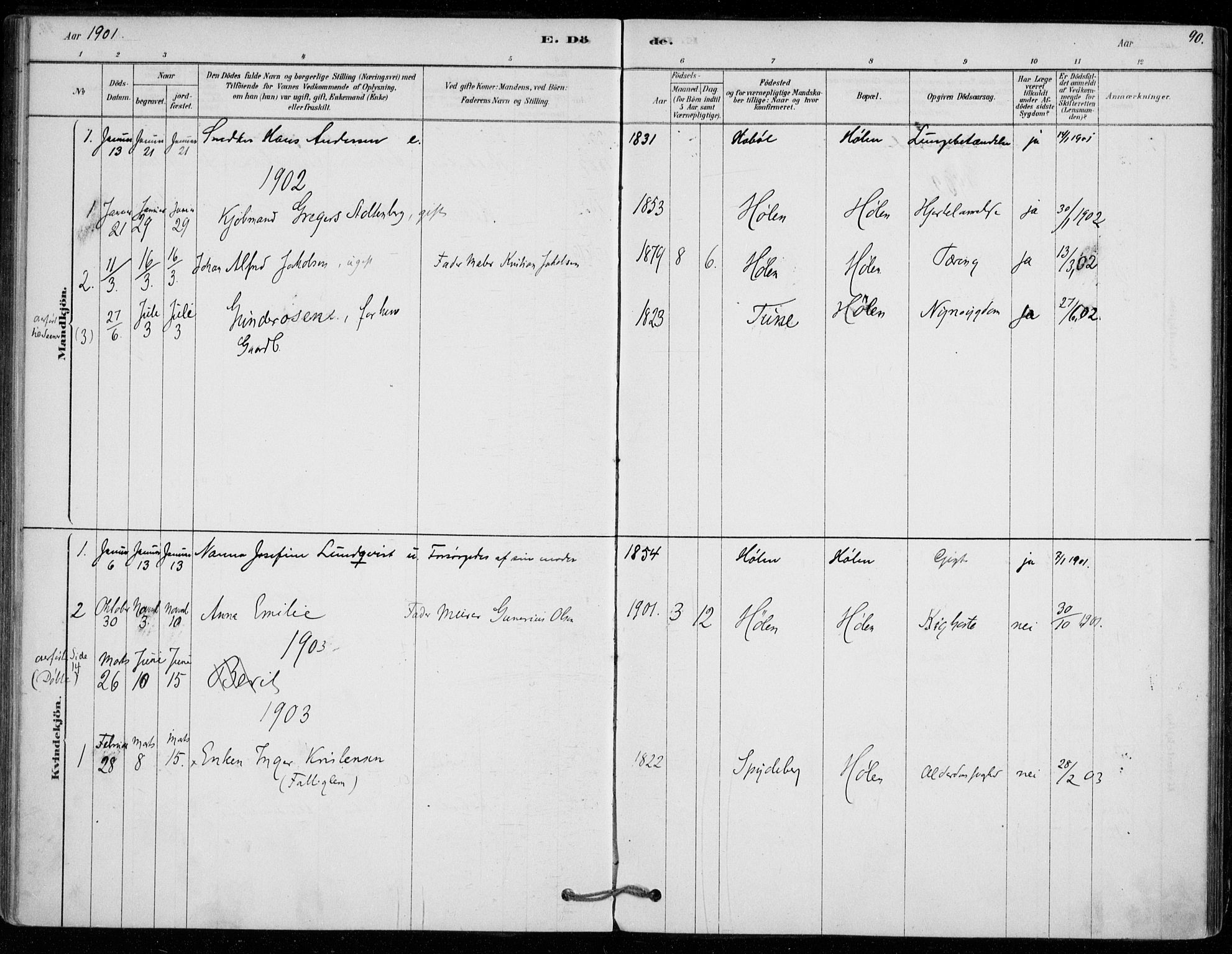 Vestby prestekontor Kirkebøker, SAO/A-10893/F/Fe/L0001: Parish register (official) no. V 1, 1878-1931, p. 90