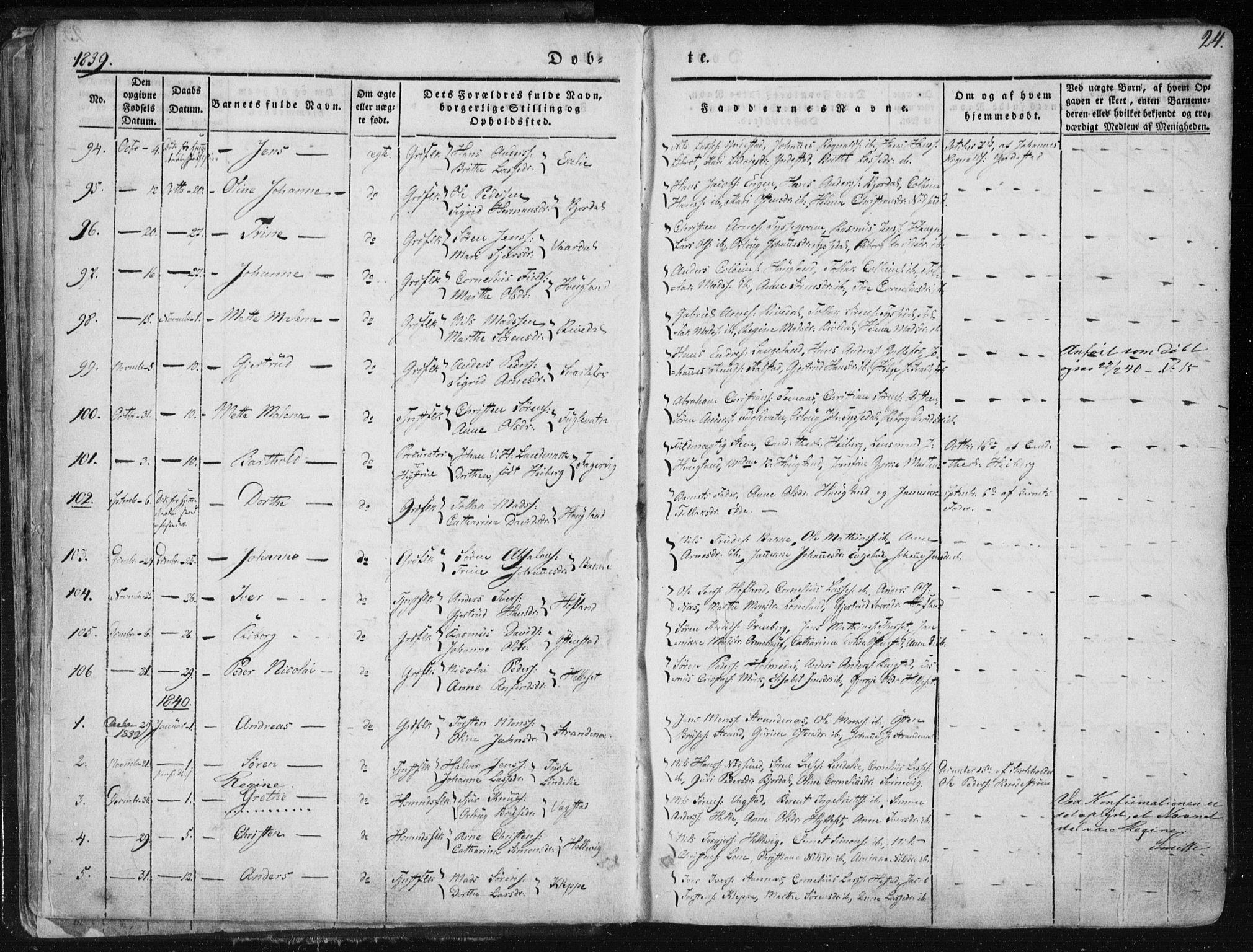 Fjaler sokneprestembete, SAB/A-79801/H/Haa/Haaa/L0006: Parish register (official) no. A 6, 1835-1884, p. 24