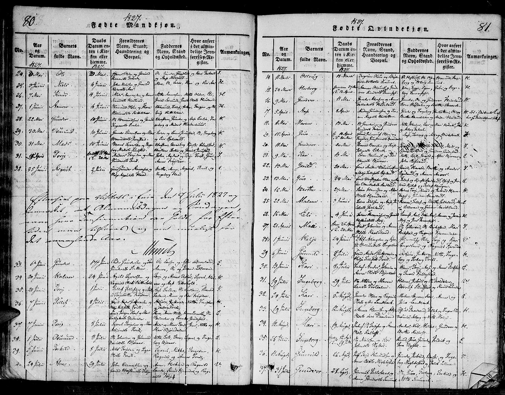 Evje sokneprestkontor, SAK/1111-0008/F/Fa/Faa/L0004: Parish register (official) no. A 4, 1816-1840, p. 80-81