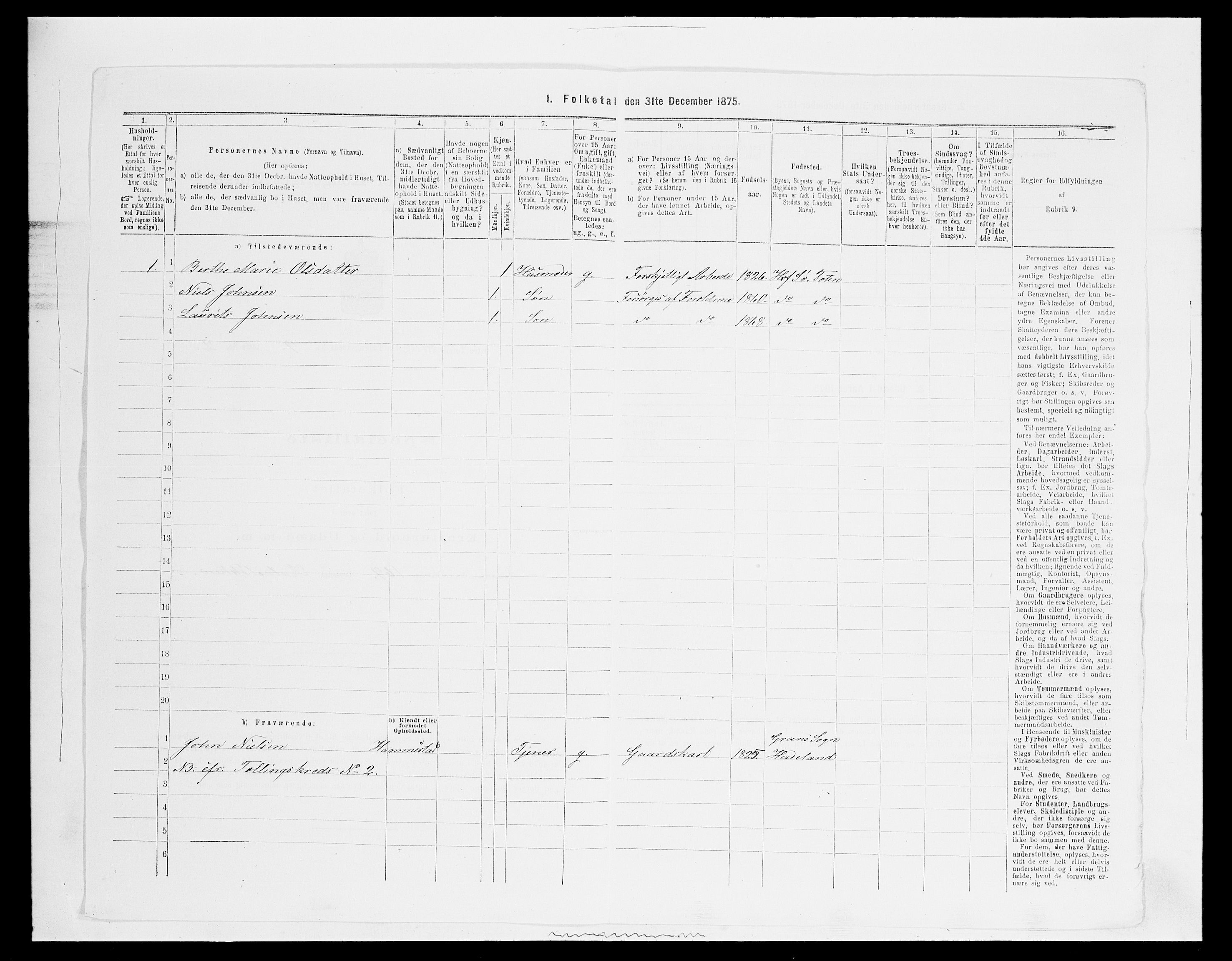 SAH, 1875 census for 0528P Østre Toten, 1875, p. 1618