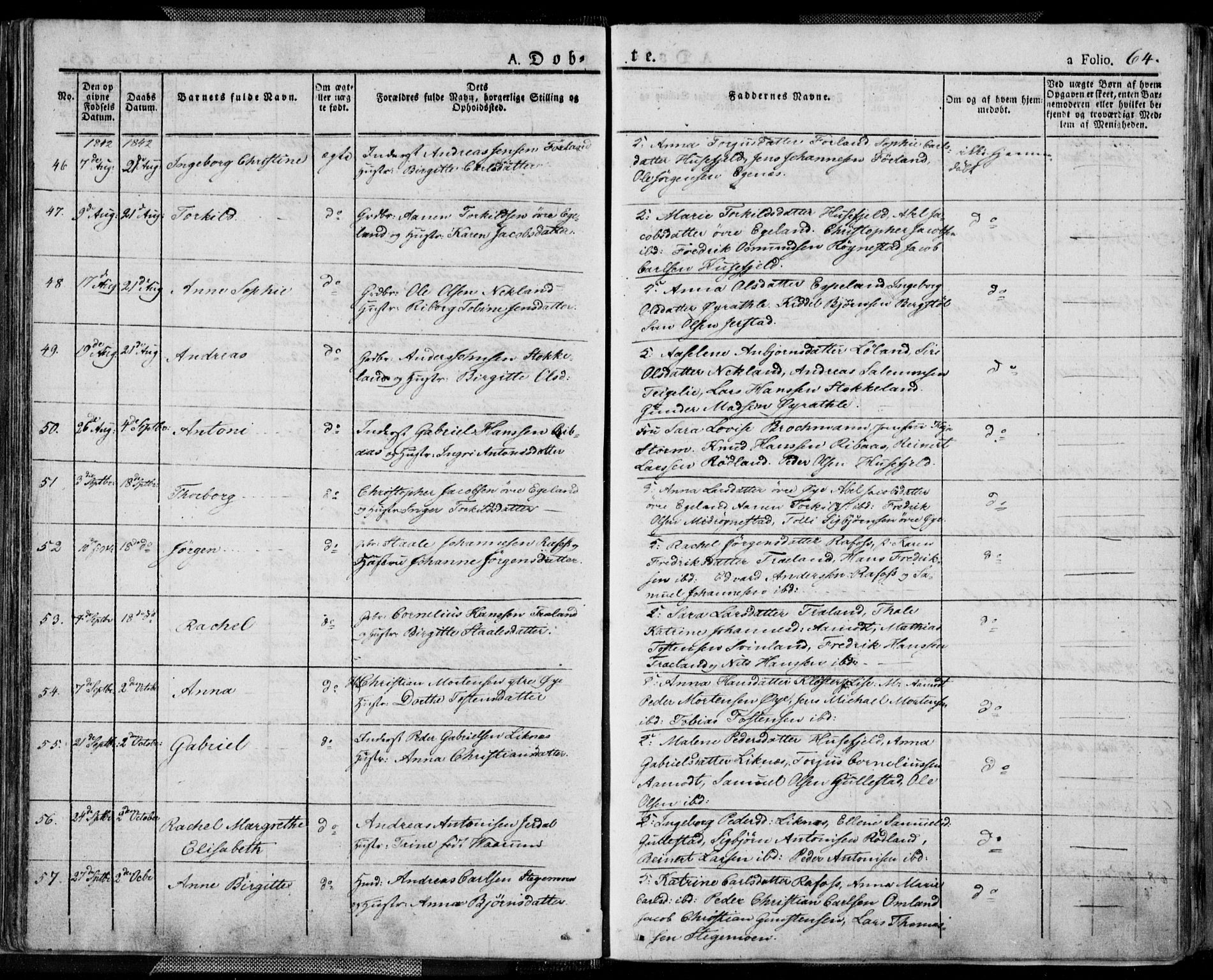 Kvinesdal sokneprestkontor, AV/SAK-1111-0026/F/Fa/Fab/L0004: Parish register (official) no. A 4, 1829-1843, p. 64