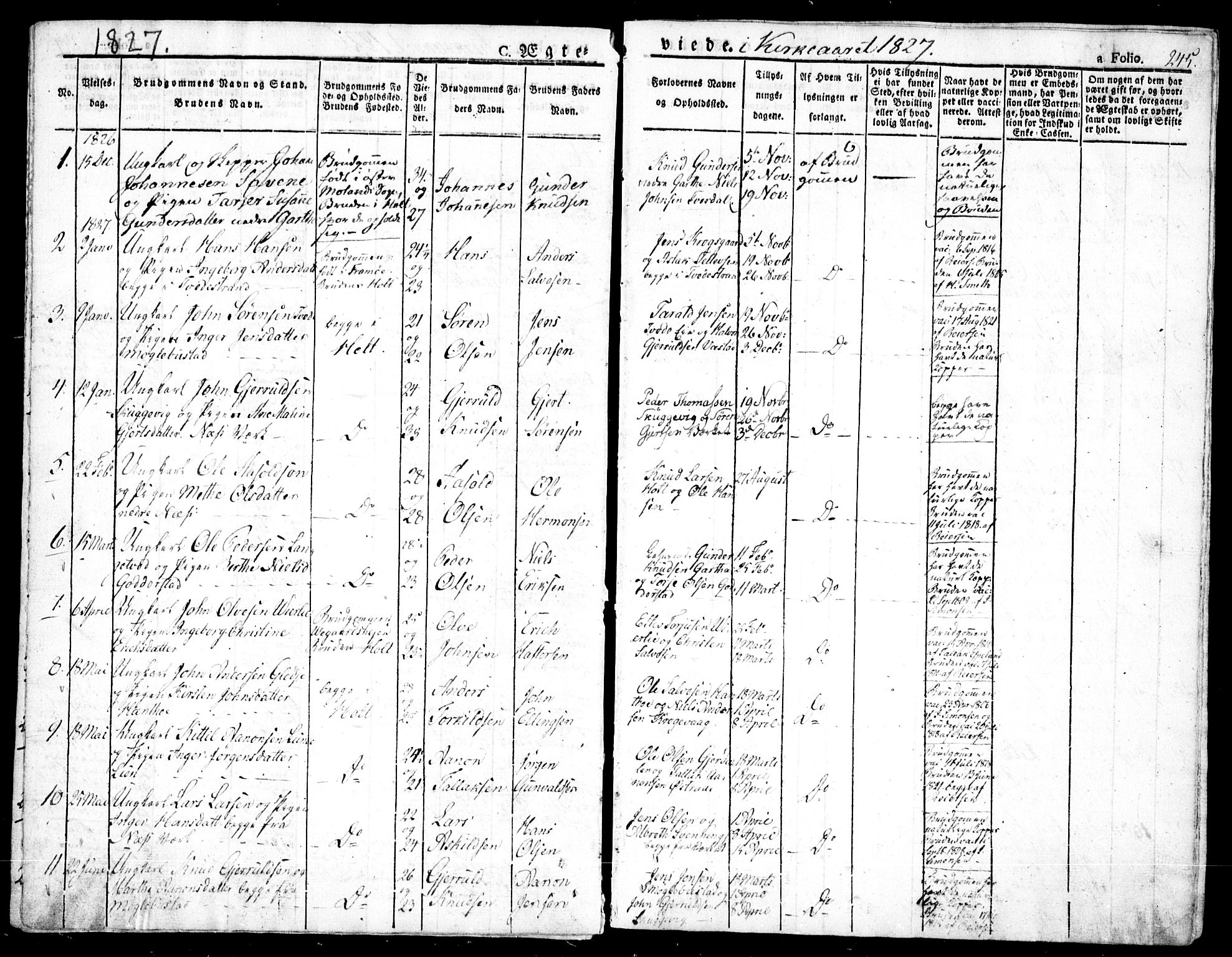 Holt sokneprestkontor, AV/SAK-1111-0021/F/Fa/L0006: Parish register (official) no. A 6, 1820-1835, p. 245