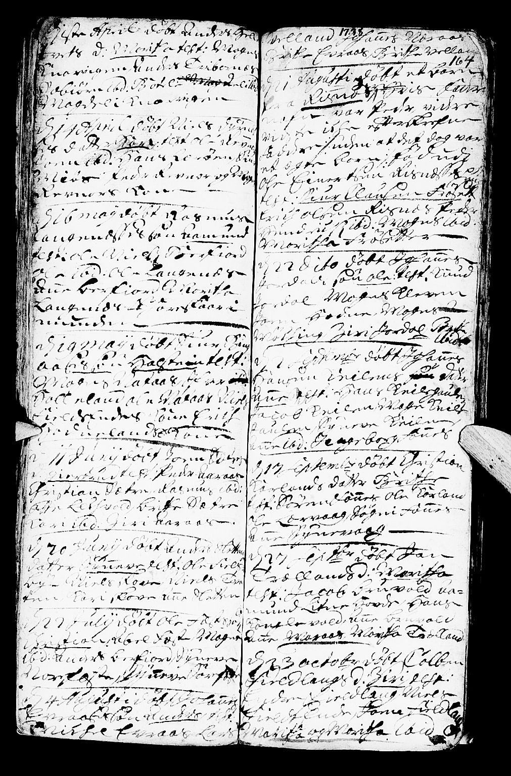 Lindås Sokneprestembete, AV/SAB-A-76701/H/Haa/Haaa/L0001: Parish register (official) no. A 1, 1699-1746, p. 164