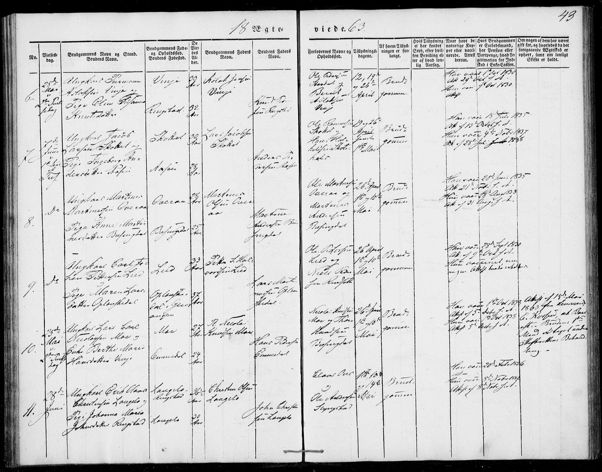 Ministerialprotokoller, klokkerbøker og fødselsregistre - Møre og Romsdal, AV/SAT-A-1454/520/L0276: Parish register (official) no. 520A06, 1844-1881, p. 43