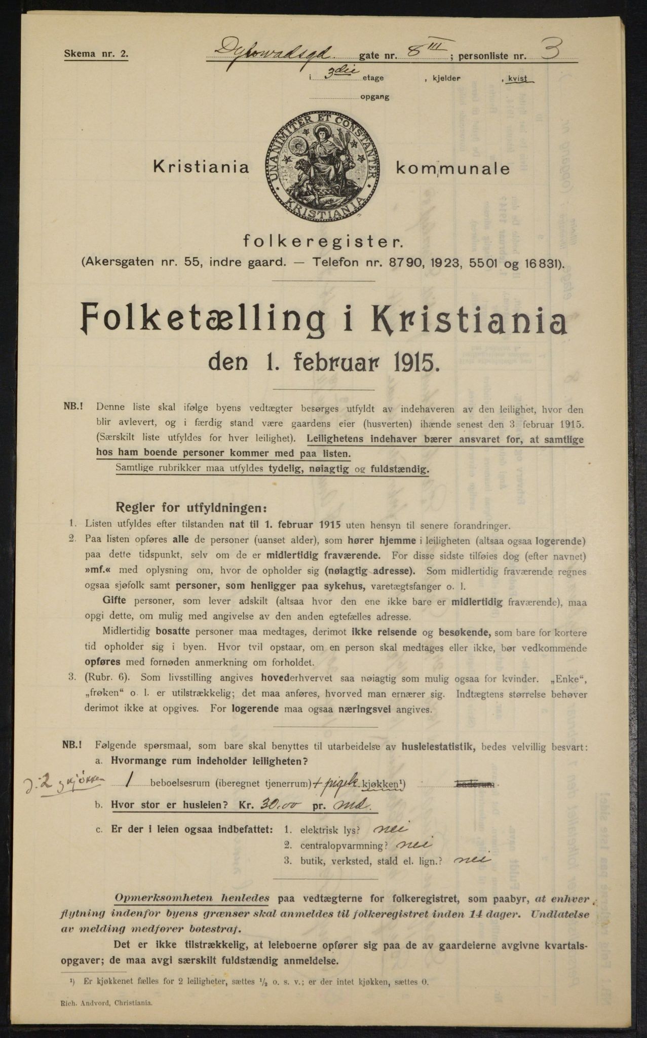 OBA, Municipal Census 1915 for Kristiania, 1915, p. 17539