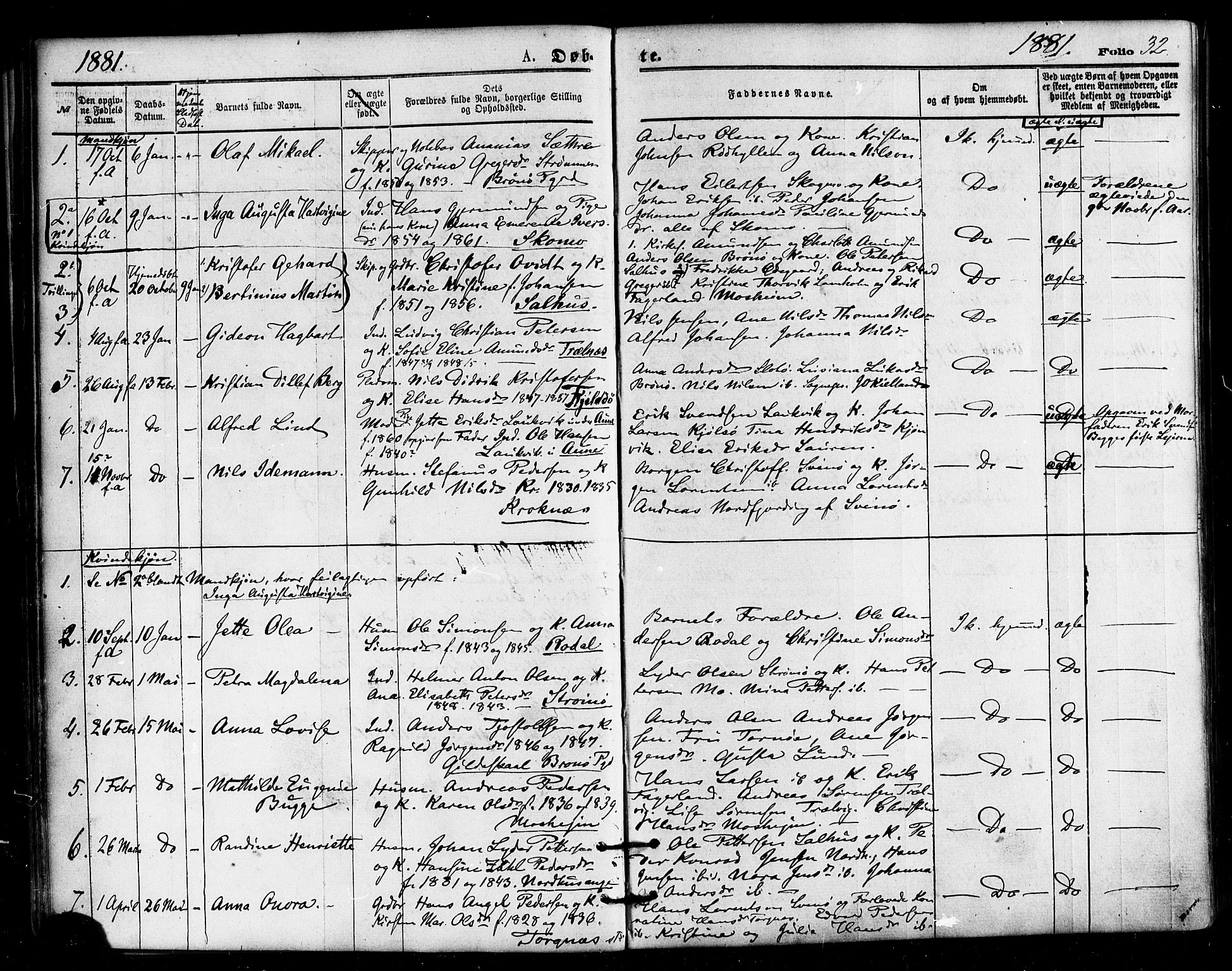 Ministerialprotokoller, klokkerbøker og fødselsregistre - Nordland, SAT/A-1459/813/L0199: Parish register (official) no. 813A09, 1875-1885, p. 32