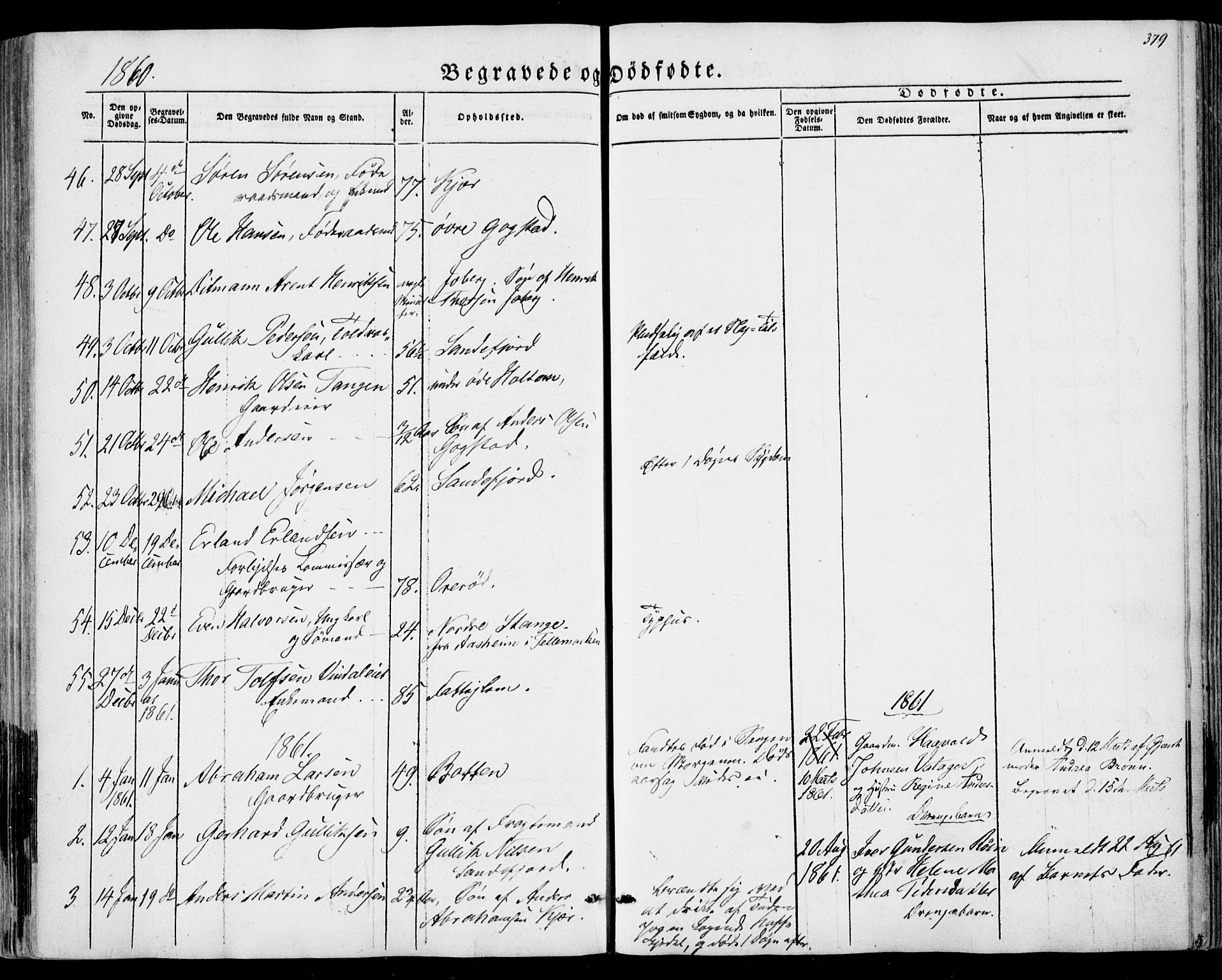 Sandar kirkebøker, SAKO/A-243/F/Fa/L0007: Parish register (official) no. 7, 1855-1861, p. 379