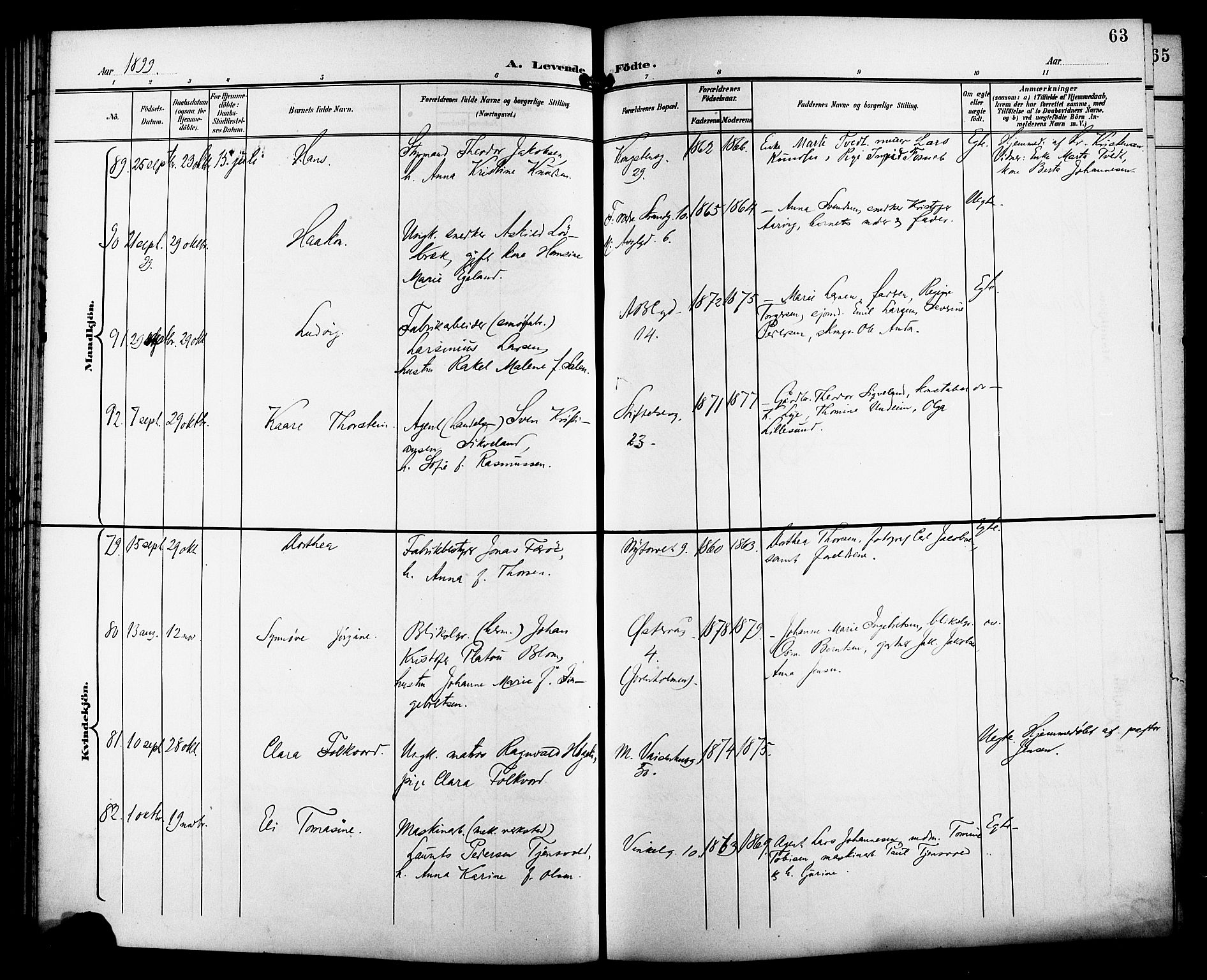 St. Petri sokneprestkontor, AV/SAST-A-101813/001/30/30BB/L0008: Parish register (copy) no. B 8, 1897-1905, p. 63