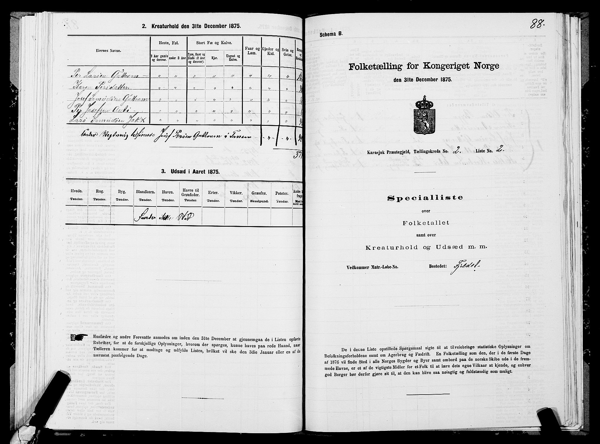 SATØ, 1875 census for 2021P Karasjok, 1875, p. 1088