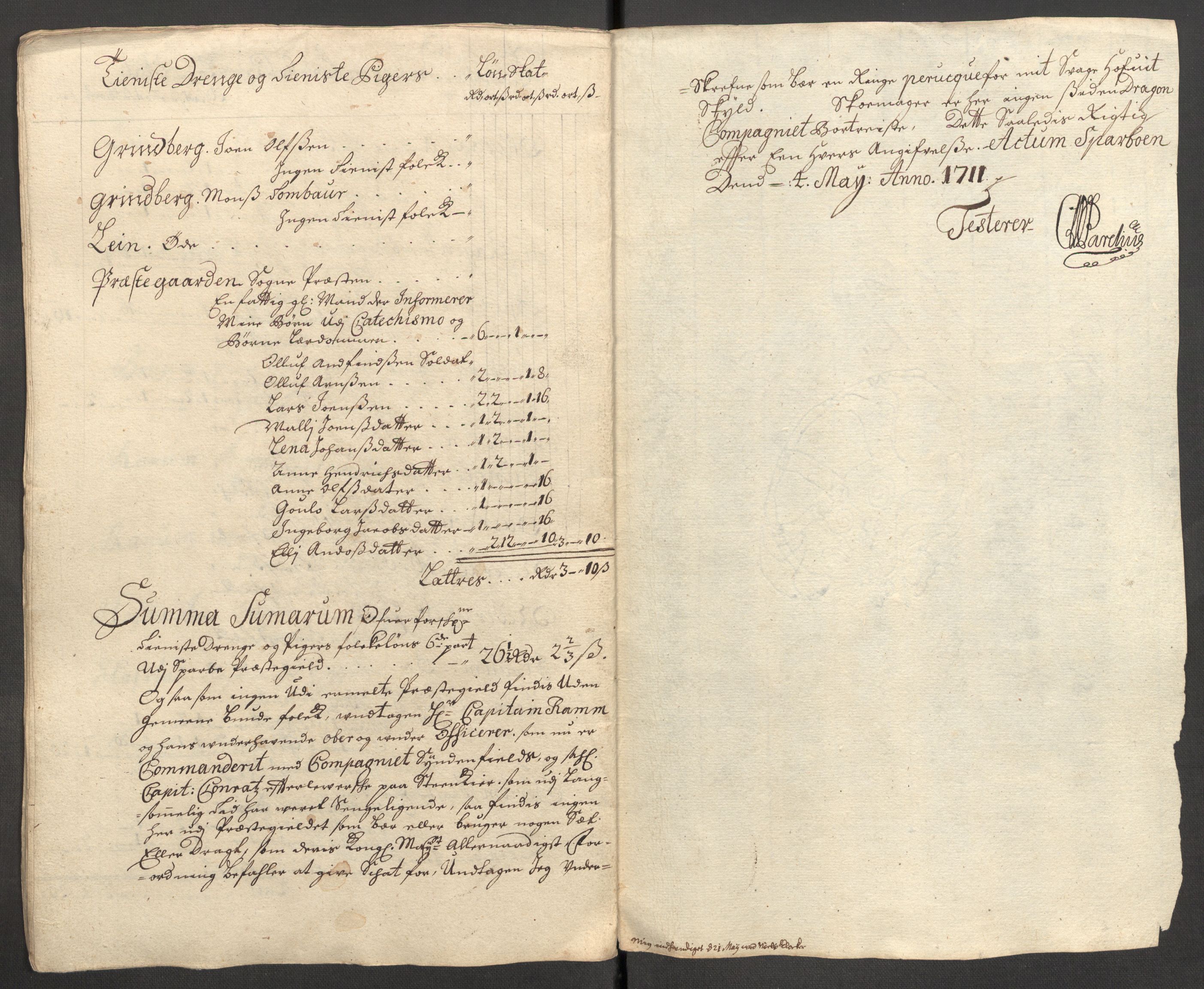Rentekammeret inntil 1814, Reviderte regnskaper, Fogderegnskap, RA/EA-4092/R63/L4319: Fogderegnskap Inderøy, 1711, p. 257
