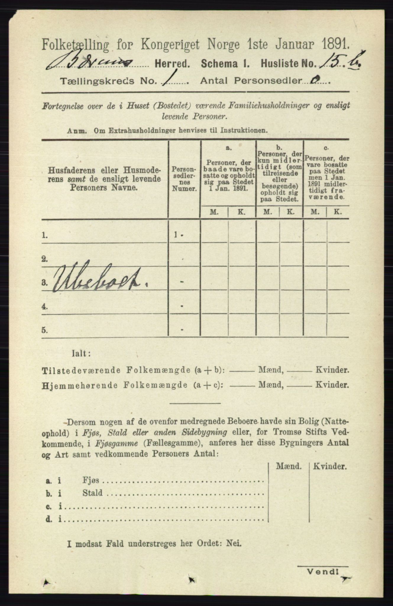 RA, 1891 census for 0219 Bærum, 1891, p. 58