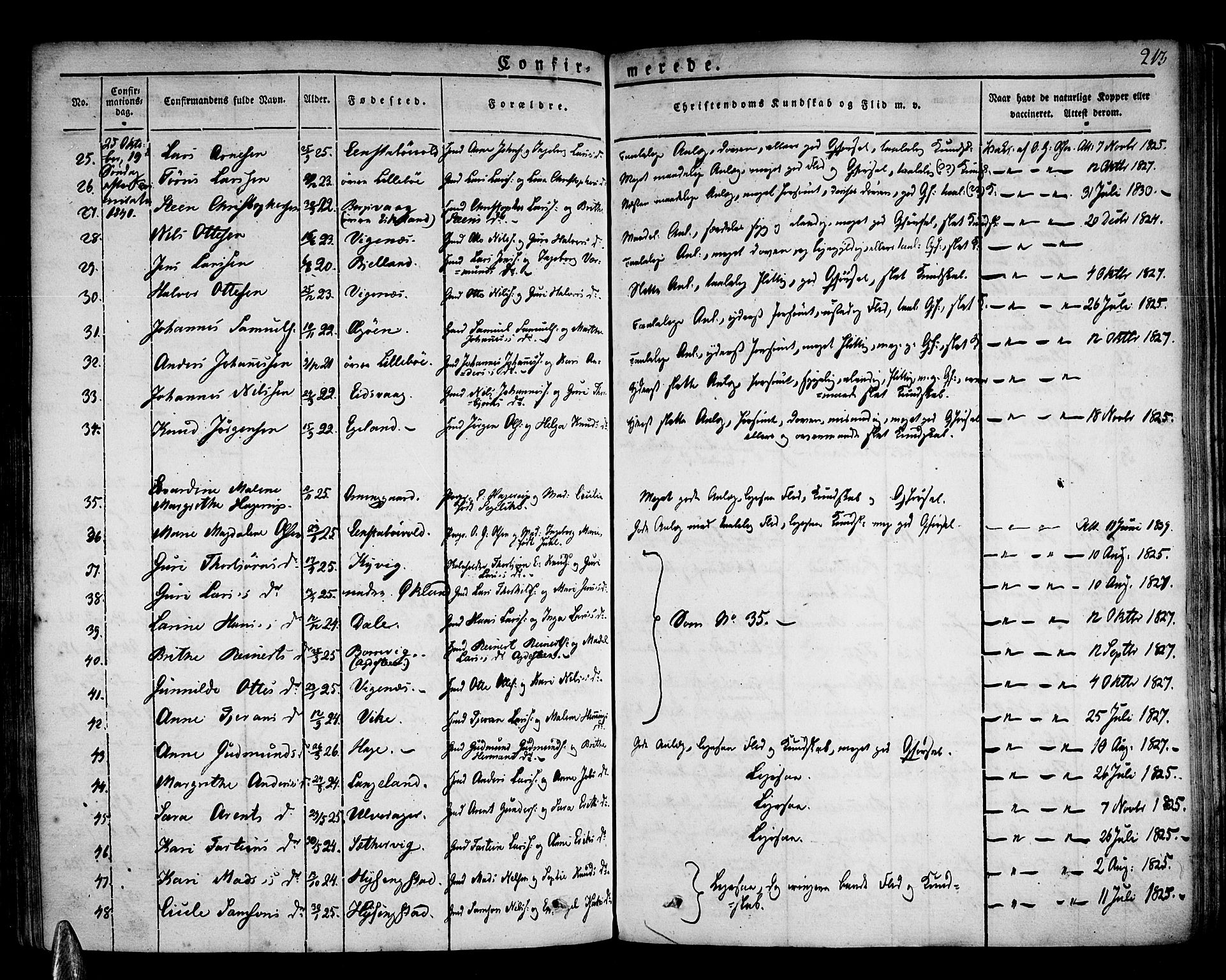 Stord sokneprestembete, AV/SAB-A-78201/H/Haa: Parish register (official) no. A 6, 1826-1840, p. 213