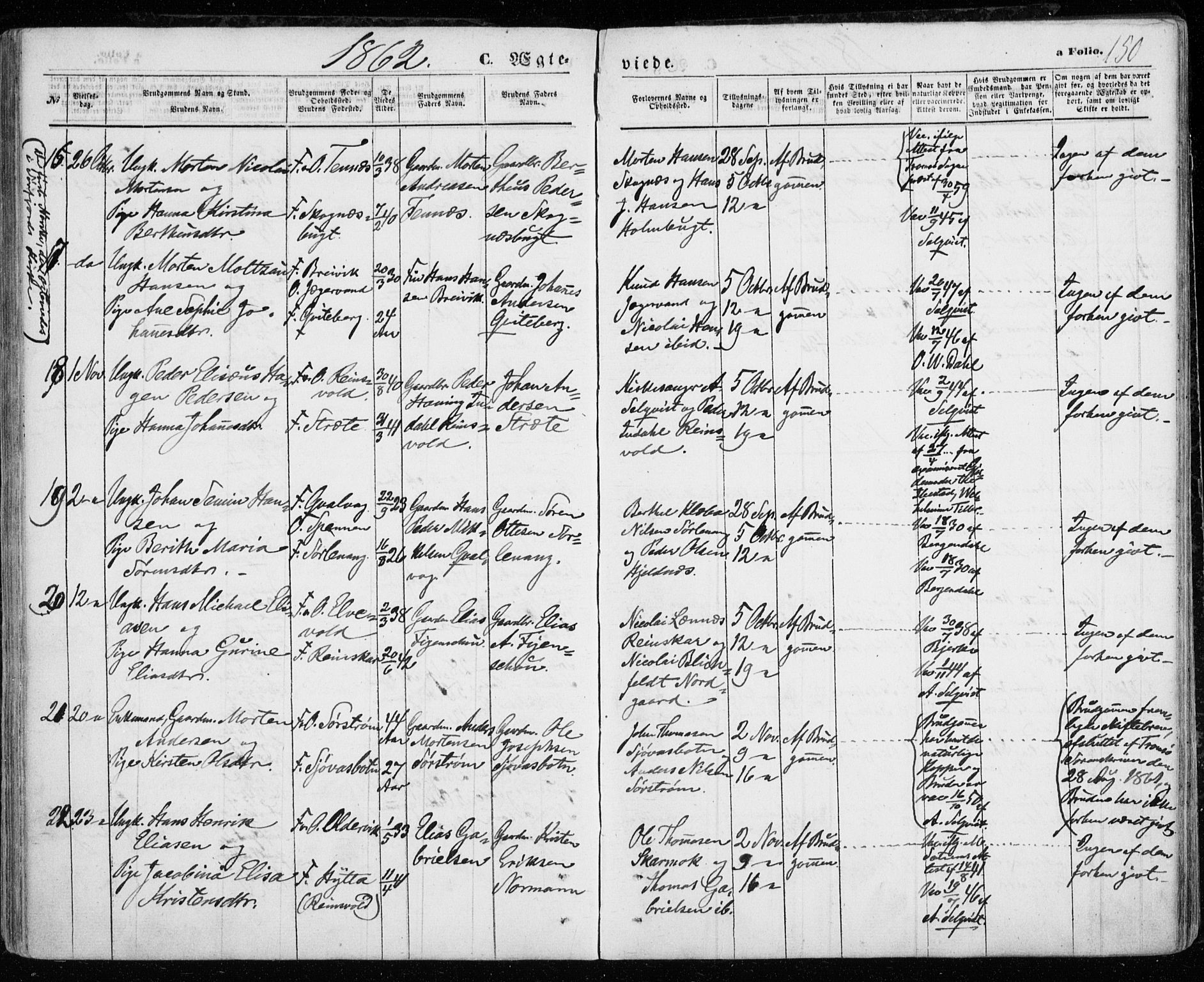Karlsøy sokneprestembete, AV/SATØ-S-1299/H/Ha/Haa/L0004kirke: Parish register (official) no. 4, 1861-1871, p. 150