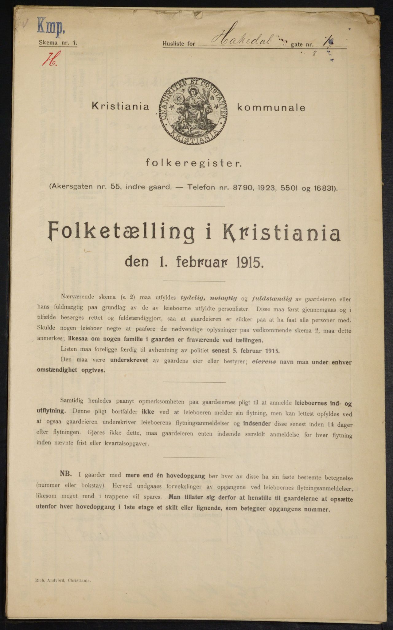 OBA, Municipal Census 1915 for Kristiania, 1915, p. 33590