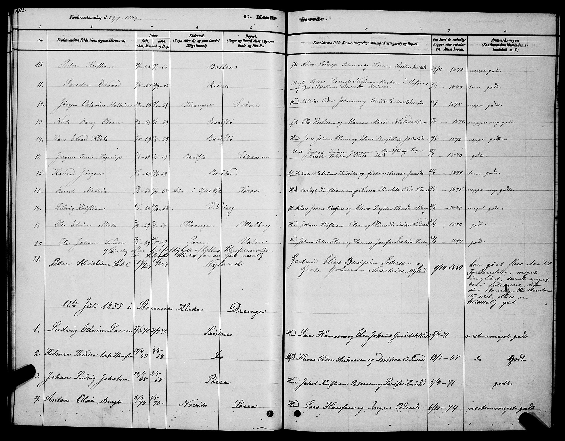 Ministerialprotokoller, klokkerbøker og fødselsregistre - Nordland, AV/SAT-A-1459/831/L0477: Parish register (copy) no. 831C04, 1878-1897, p. 113