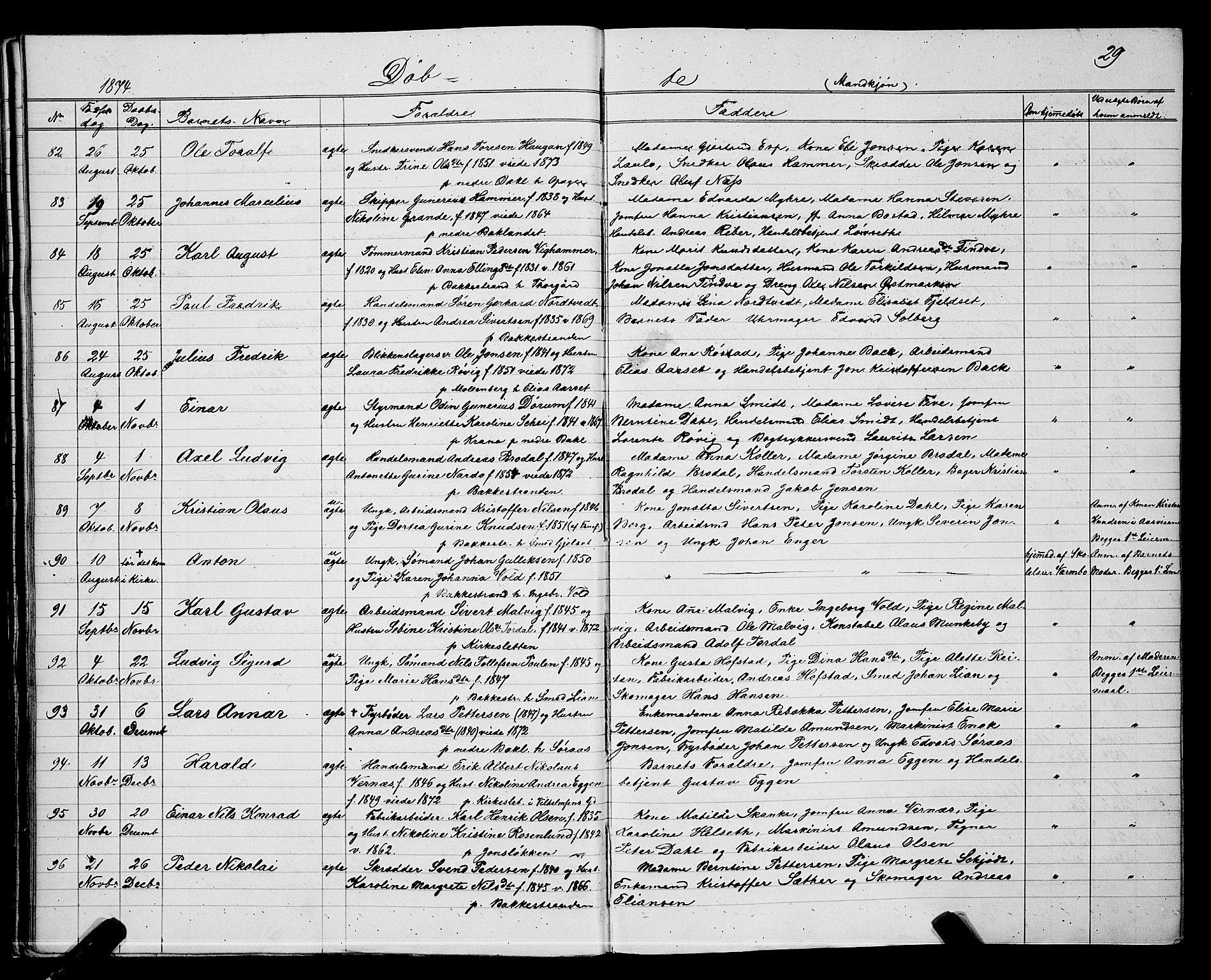 Ministerialprotokoller, klokkerbøker og fødselsregistre - Sør-Trøndelag, SAT/A-1456/604/L0220: Parish register (copy) no. 604C03, 1870-1885, p. 29