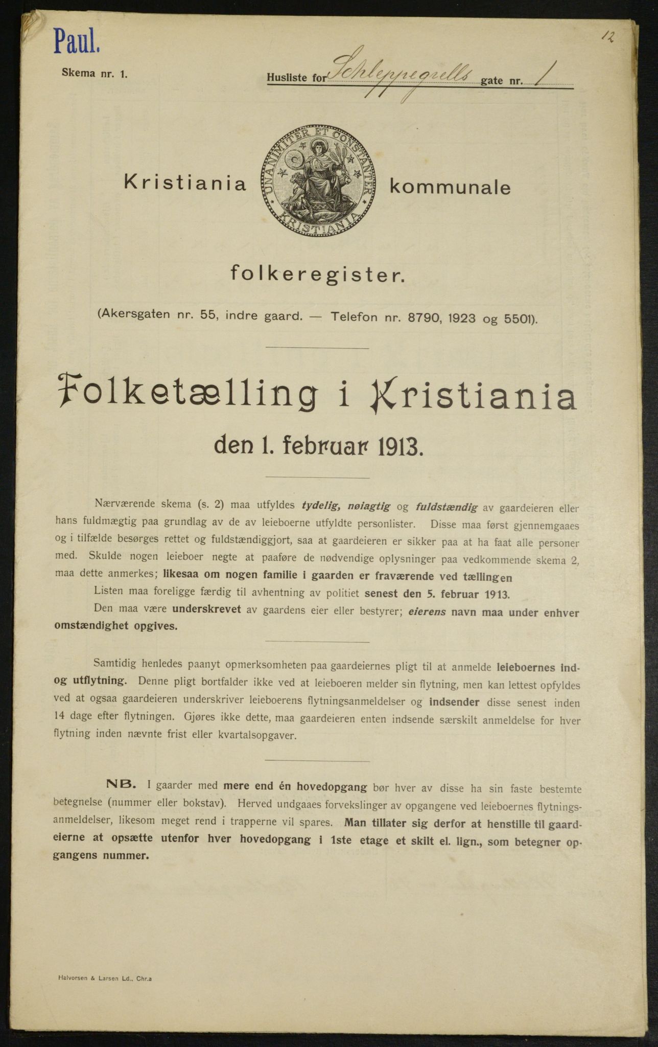OBA, Municipal Census 1913 for Kristiania, 1913, p. 89569