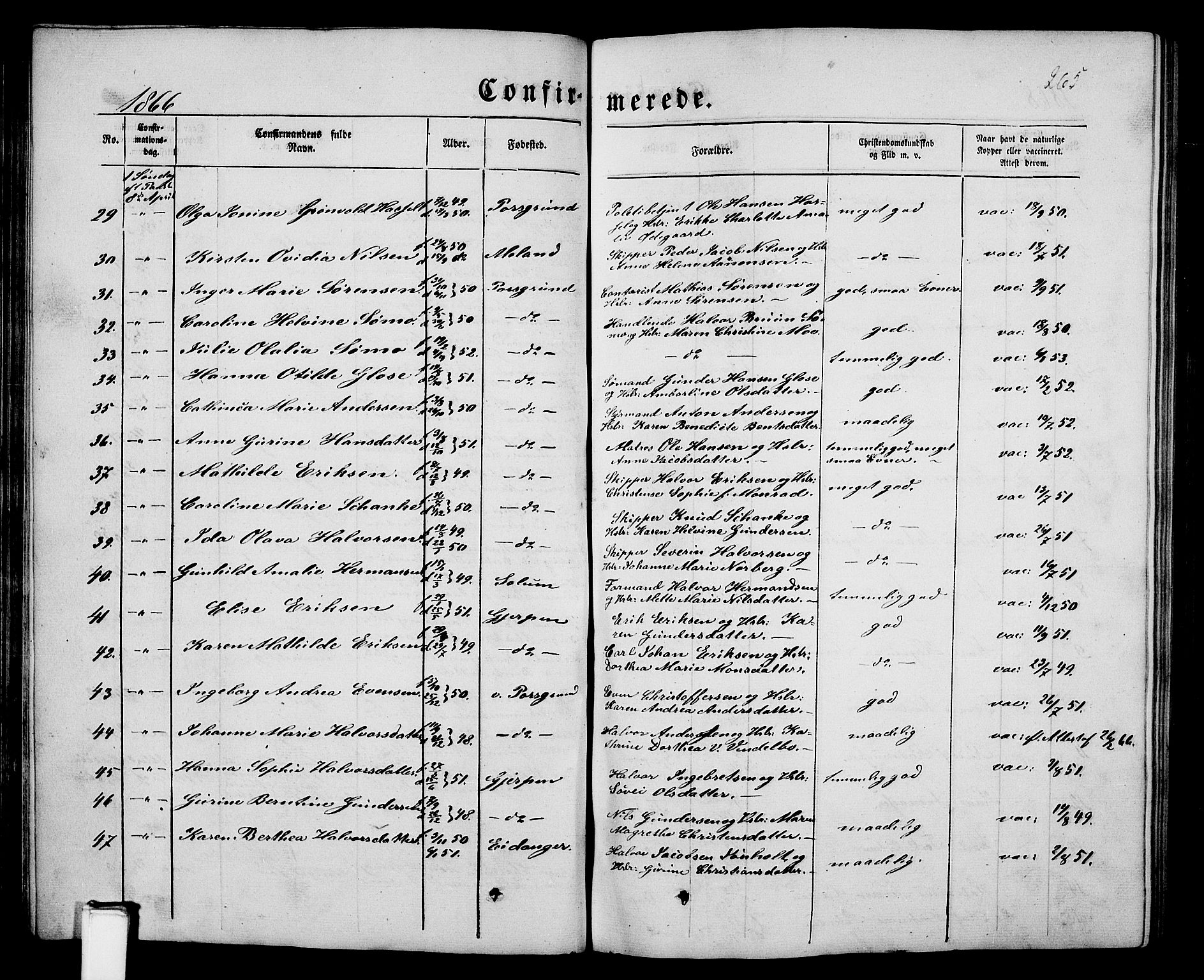 Porsgrunn kirkebøker , SAKO/A-104/G/Gb/L0004: Parish register (copy) no. II 4, 1853-1882, p. 265