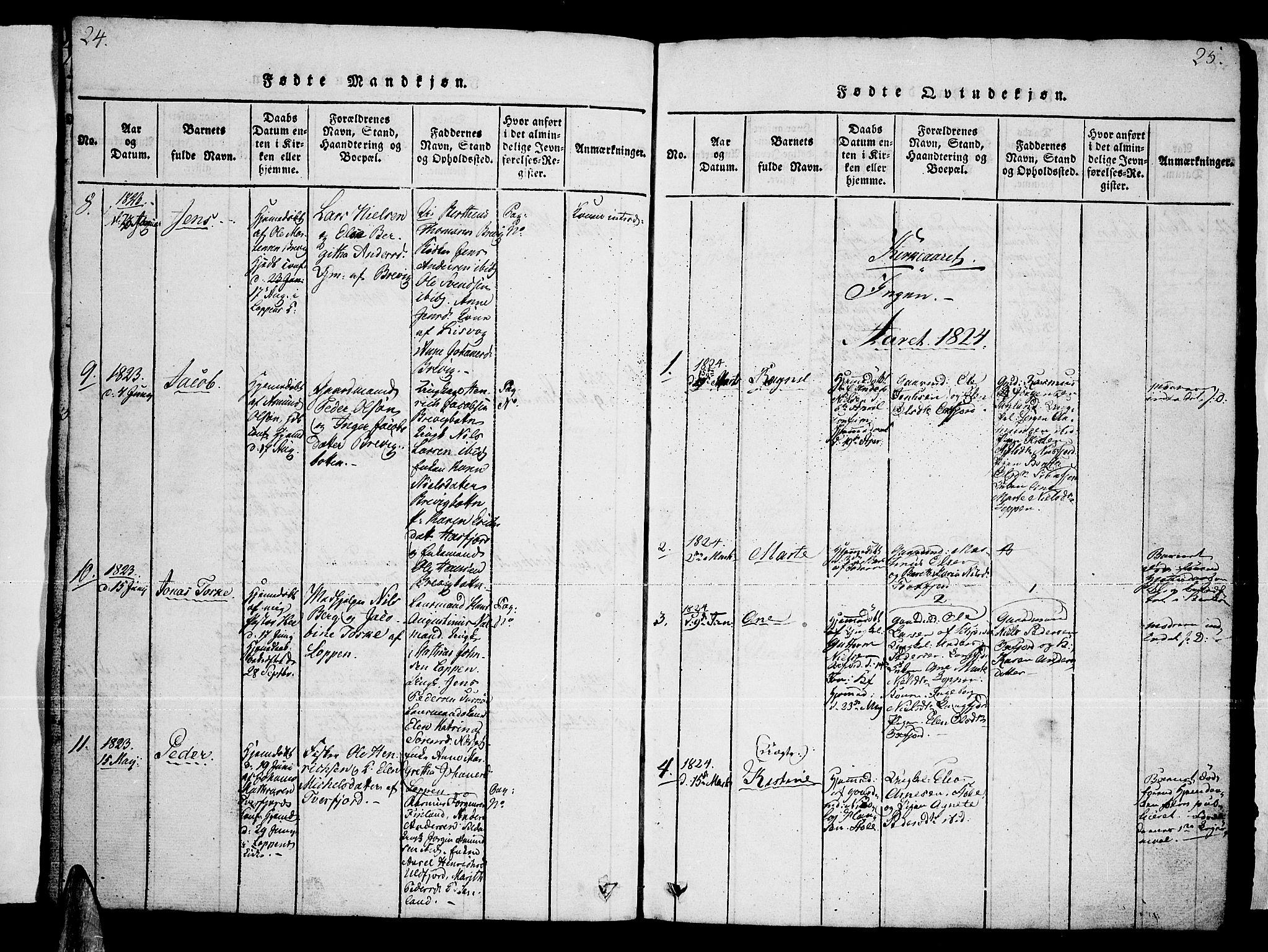 Loppa sokneprestkontor, SATØ/S-1339/H/Hb/L0001klokker: Parish register (copy) no. 1, 1820-1849, p. 24-25