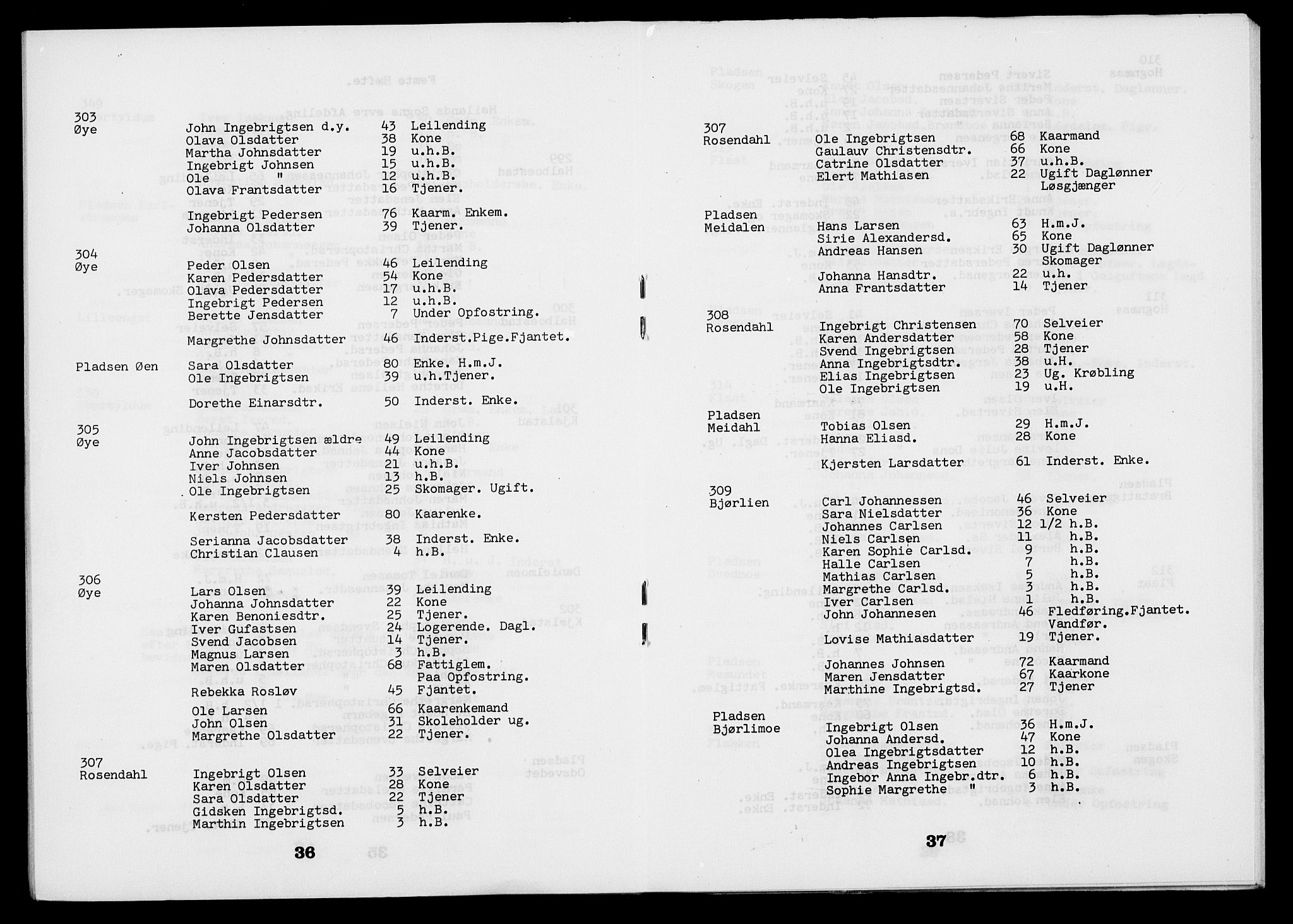 , Census 1845 for Grong, 1845, p. 19