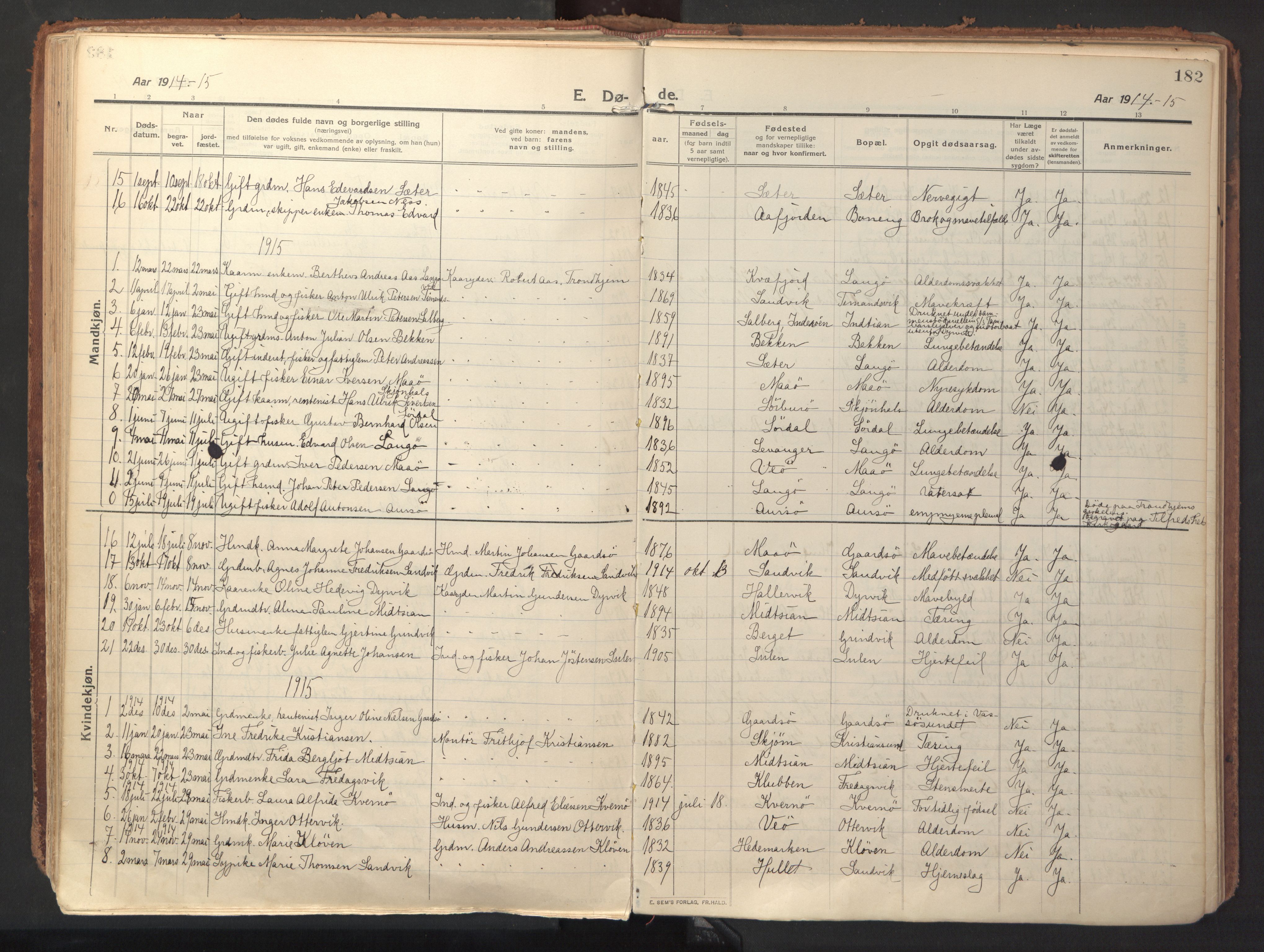 Ministerialprotokoller, klokkerbøker og fødselsregistre - Sør-Trøndelag, SAT/A-1456/640/L0581: Parish register (official) no. 640A06, 1910-1924, p. 182