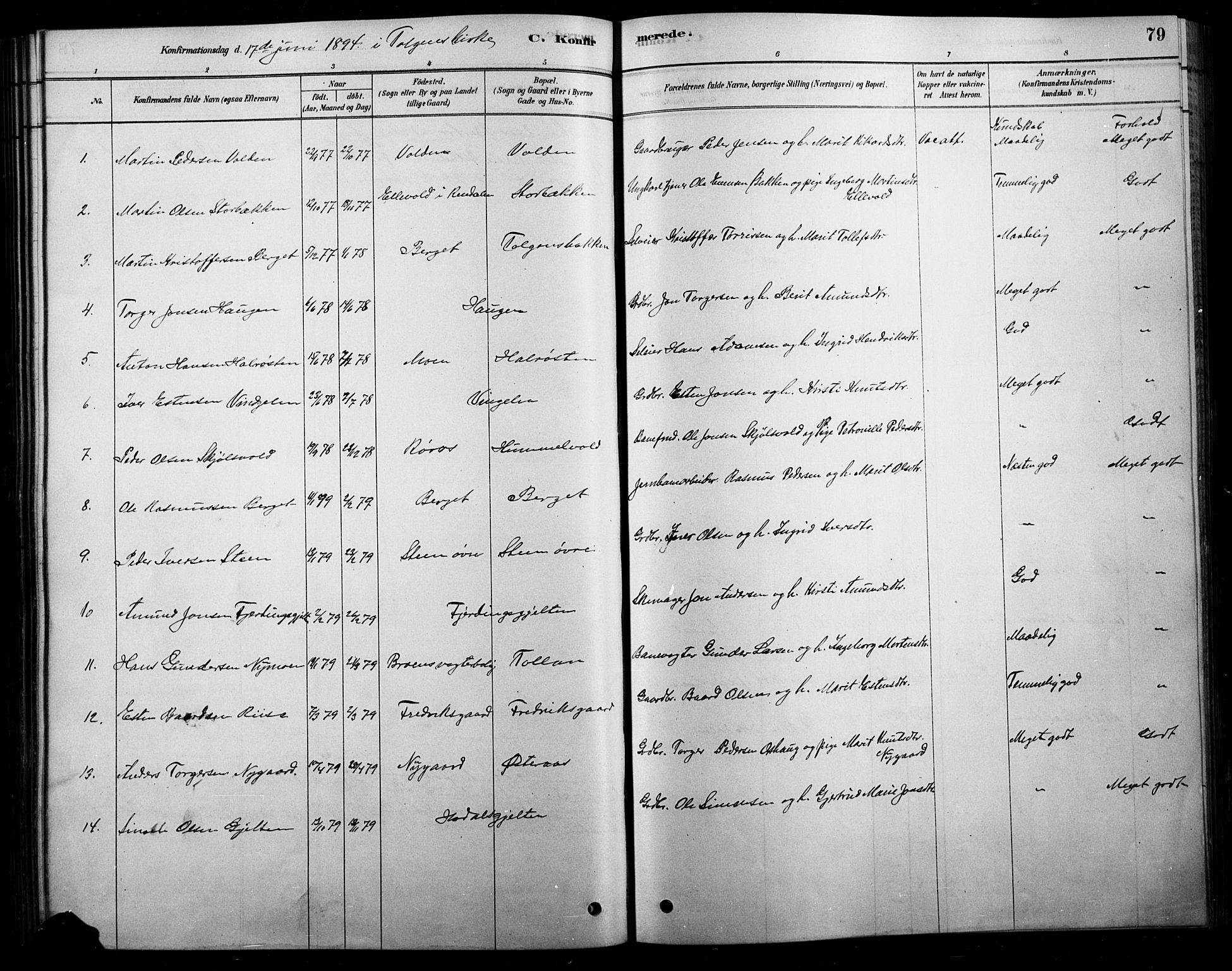 Tolga prestekontor, AV/SAH-PREST-062/L/L0007: Parish register (copy) no. 7, 1878-1919, p. 79