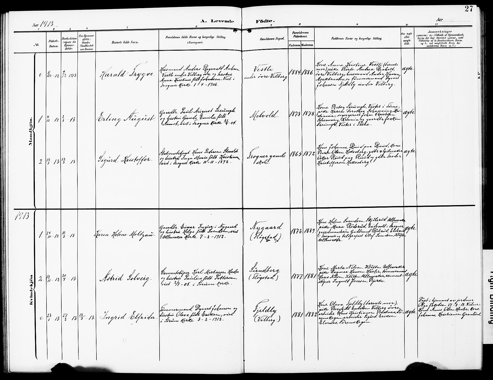 Sørum prestekontor Kirkebøker, AV/SAO-A-10303/G/Gb/L0001: Parish register (copy) no. II 1, 1907-1929, p. 27