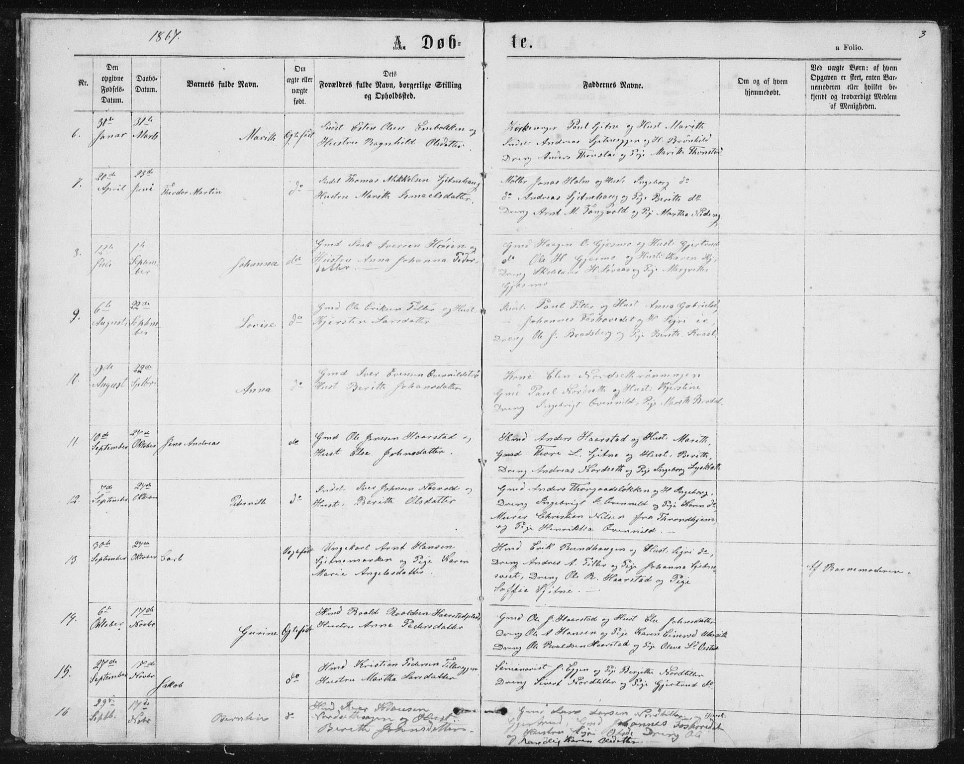 Ministerialprotokoller, klokkerbøker og fødselsregistre - Sør-Trøndelag, SAT/A-1456/621/L0459: Parish register (copy) no. 621C02, 1866-1895, p. 3