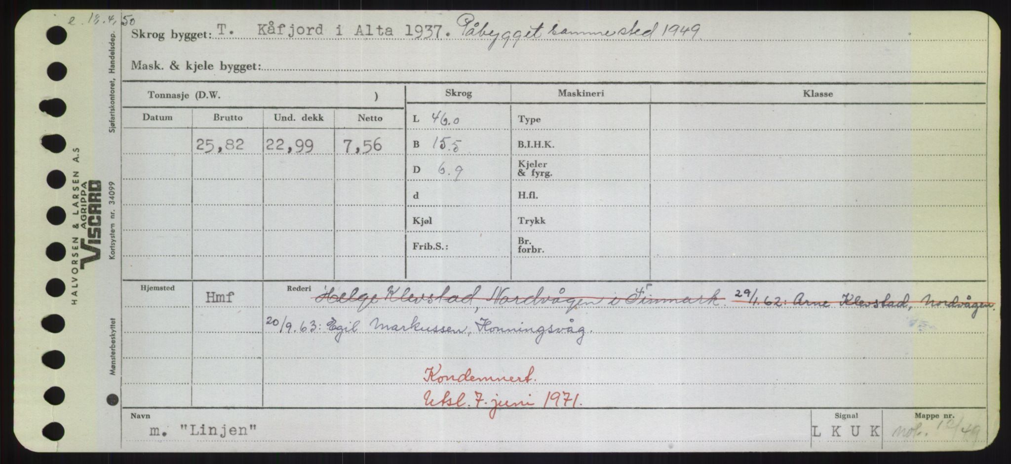 Sjøfartsdirektoratet med forløpere, Skipsmålingen, RA/S-1627/H/Hd/L0023: Fartøy, Lia-Løv, p. 171