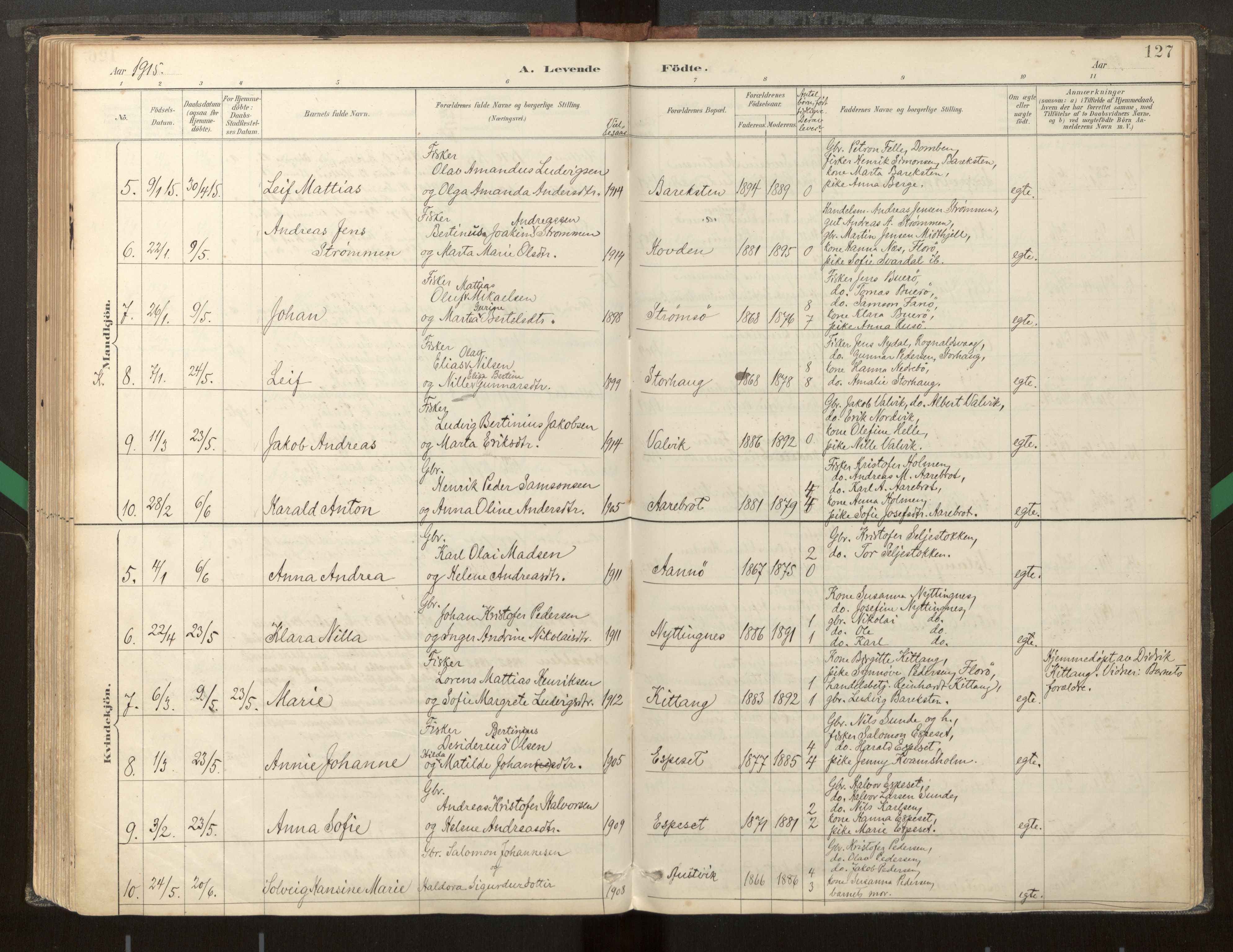 Kinn sokneprestembete, AV/SAB-A-80801/H/Haa/Haab/L0001: Parish register (official) no. B 1, 1886-1921, p. 127