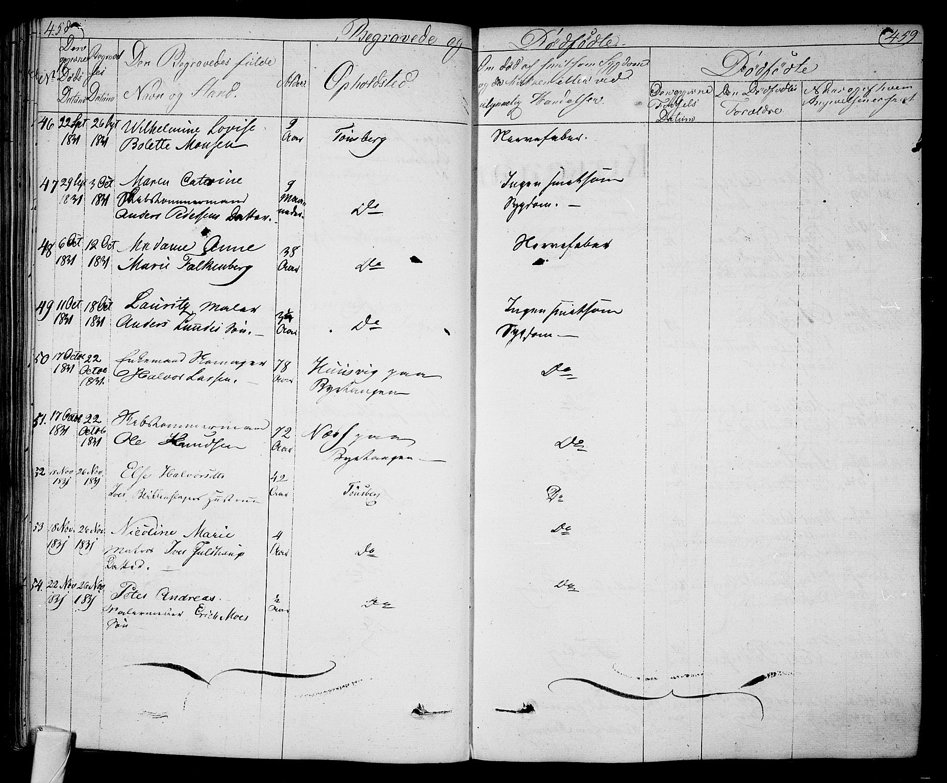 Tønsberg kirkebøker, AV/SAKO-A-330/F/Fa/L0005: Parish register (official) no. I 5, 1827-1836, p. 458-459