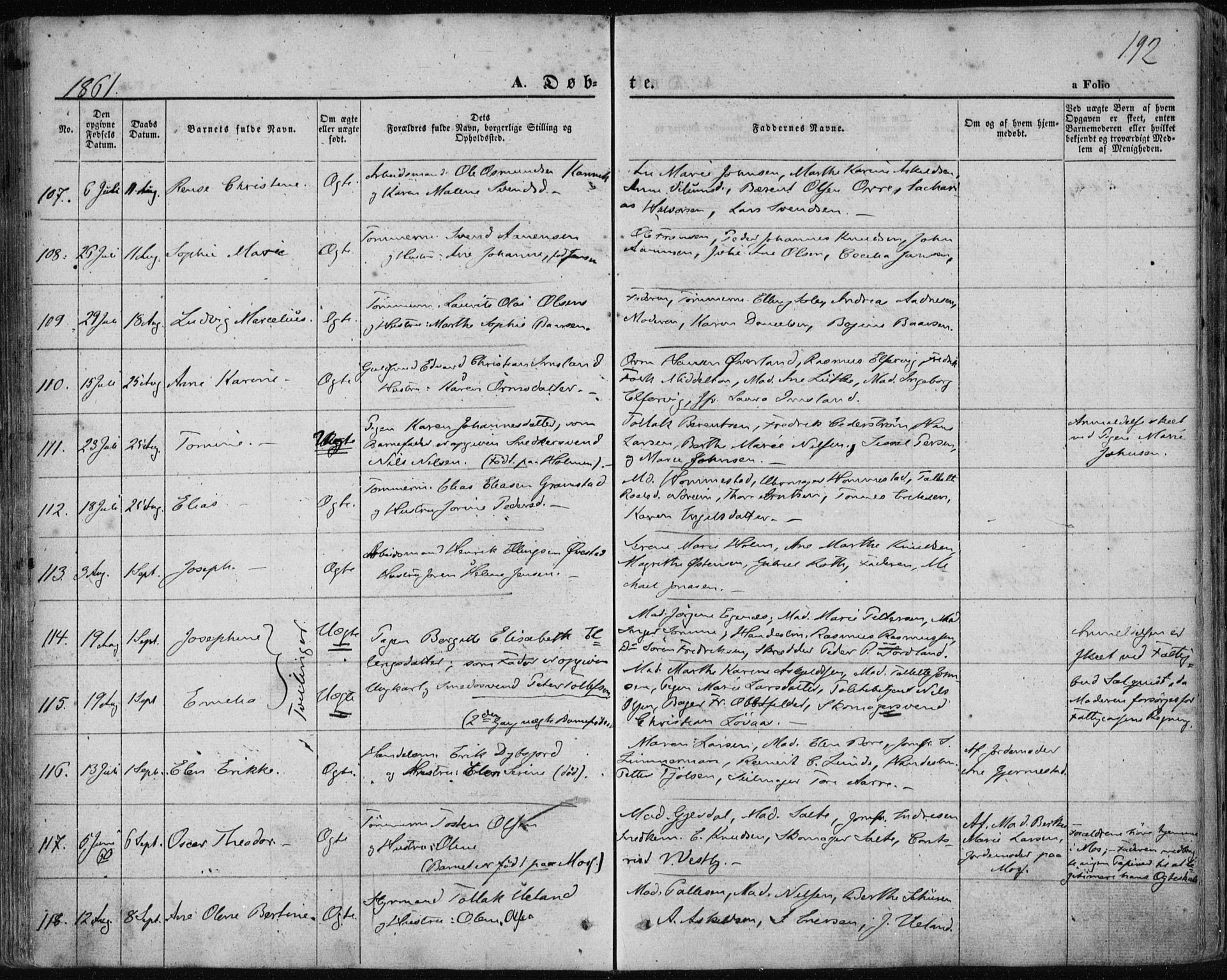 Domkirken sokneprestkontor, AV/SAST-A-101812/001/30/30BA/L0017: Parish register (official) no. A 16, 1855-1867, p. 192